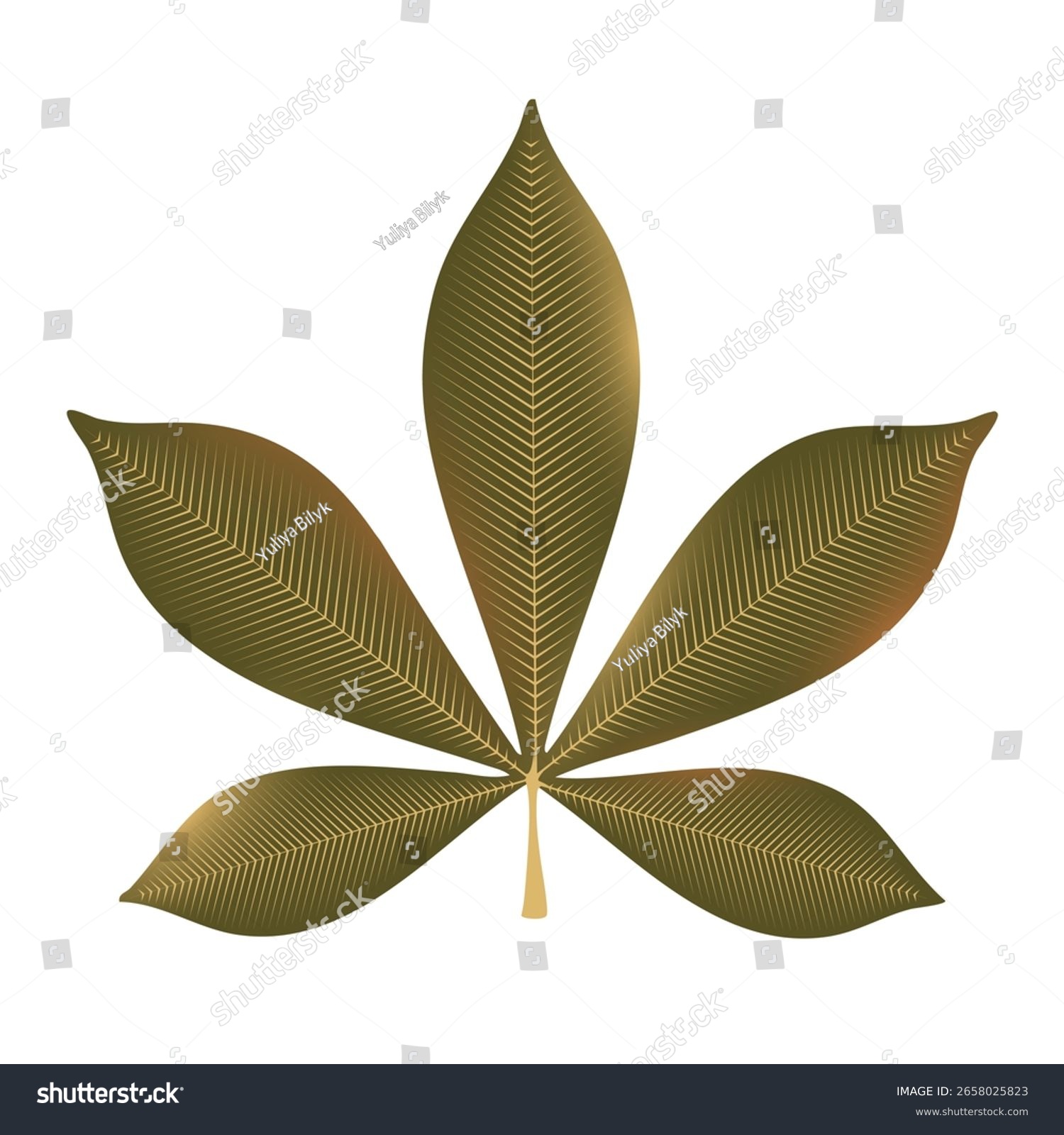 leaf with gold veins on white background clip art preview