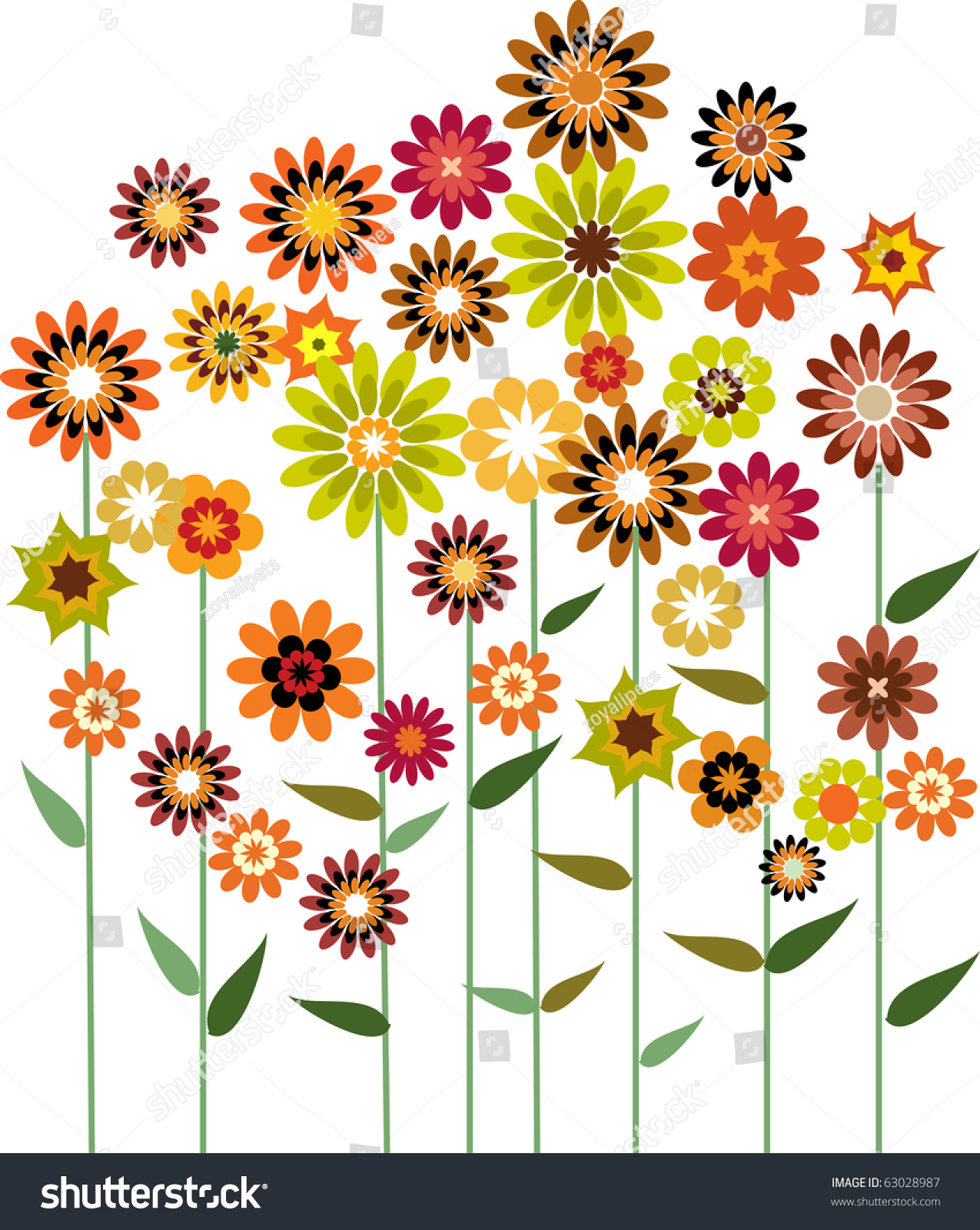 Autumn Flower Garden, Vector Illustration - 63028987 : Shutterstock