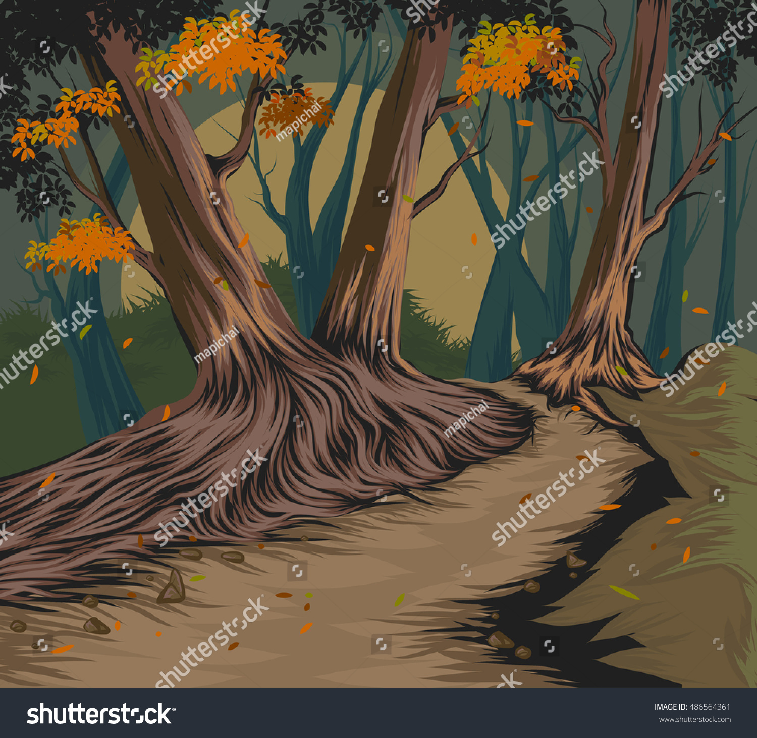 Autumn Forest Vector Hand Drawing Nature Stock Vector Royalty Free