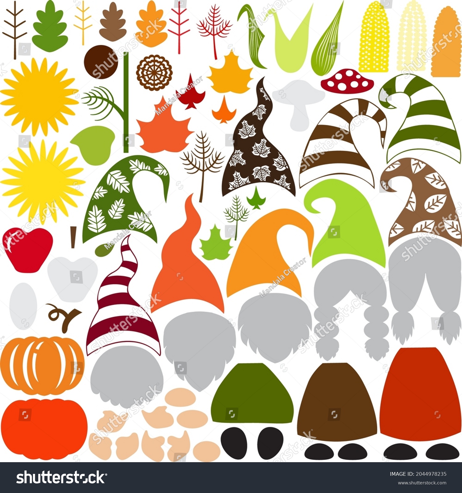 SVG of Autumn Gnome builder SVG with Fall Elements set svg