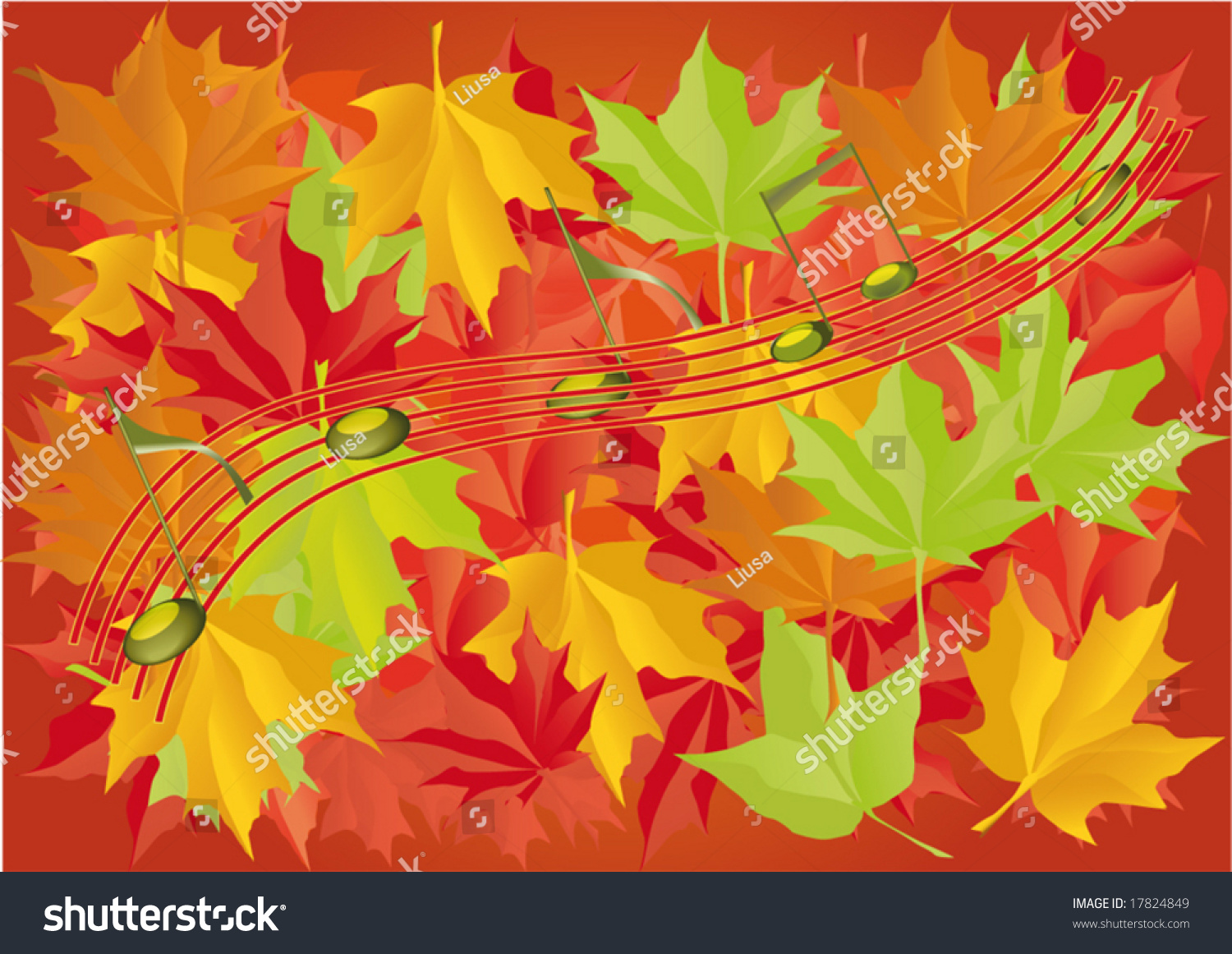 Autumn Leaves Musical Notes Stock Vector (royalty Free) 17824849 