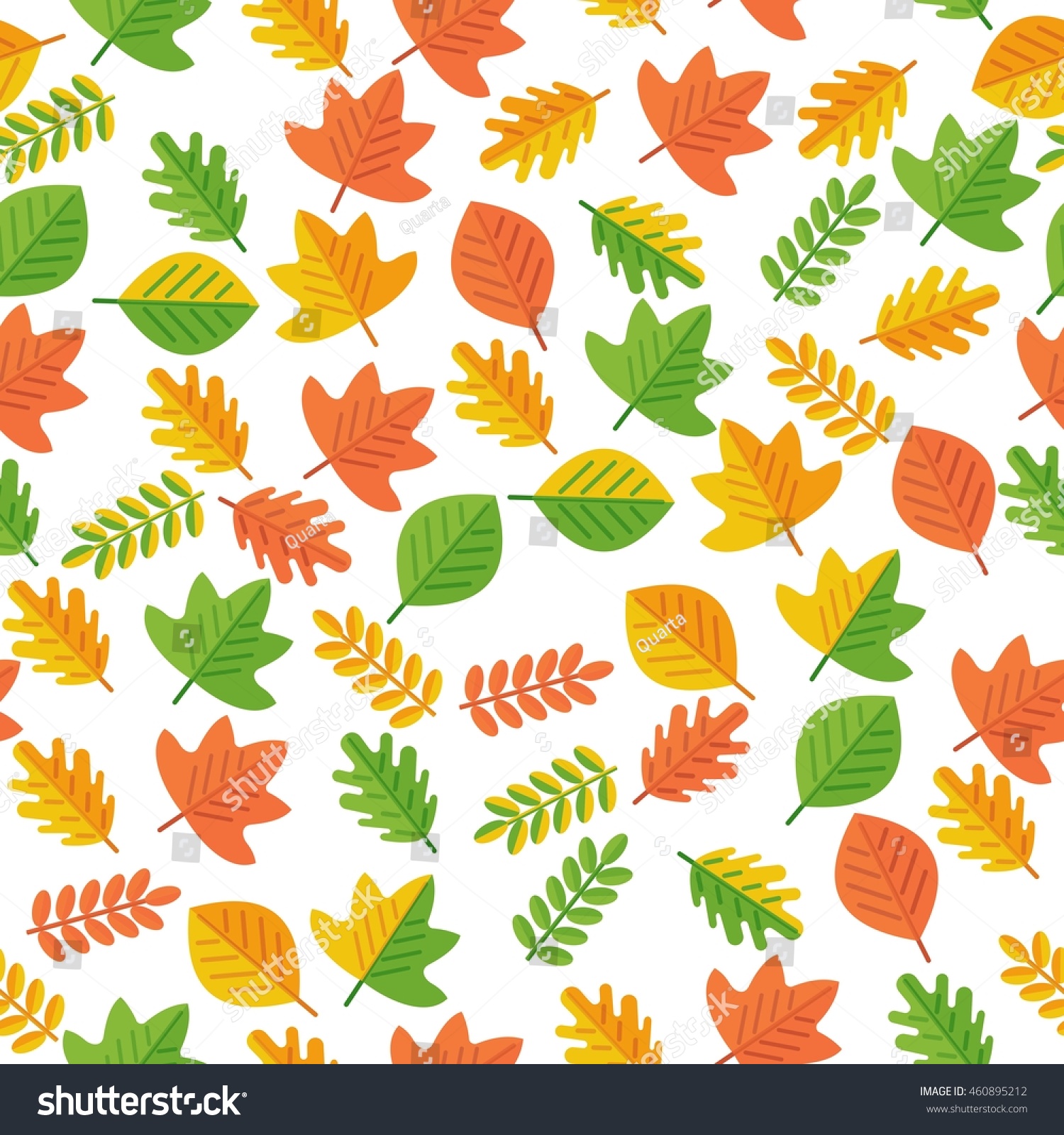 Autumn Leaves Seamless Pattern Cartoon Flat Stock Vector 460895212 ...