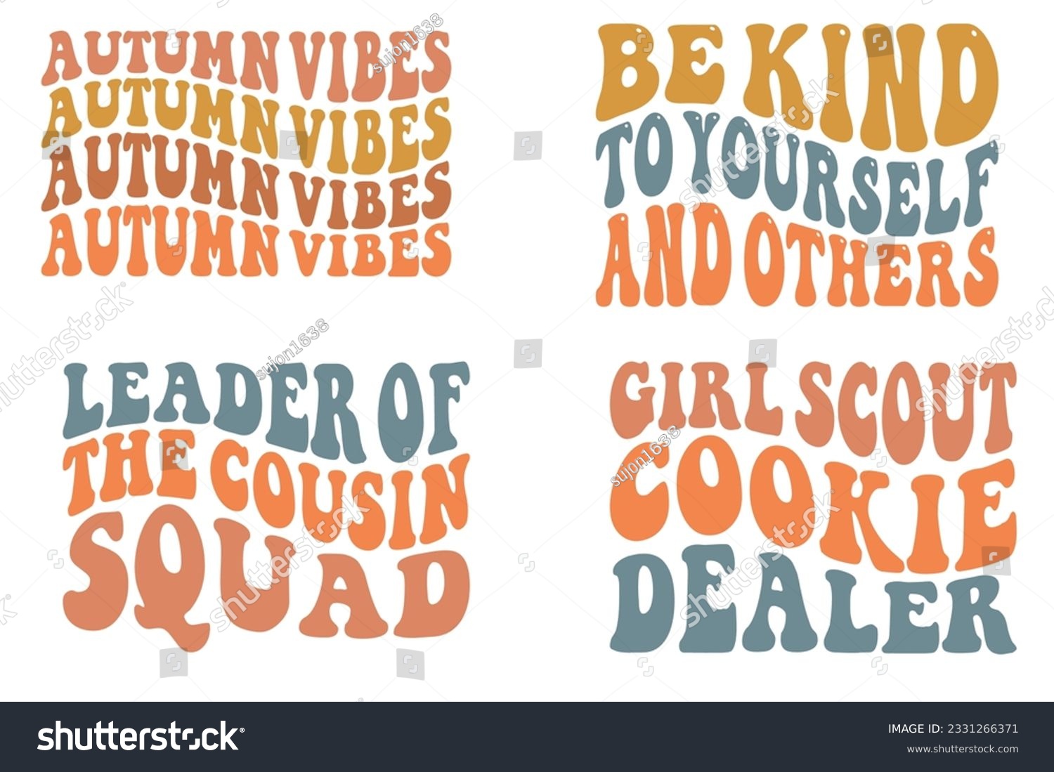 SVG of Autumn Vibes, Be Kind to Yourself and Others, Leader of the Cousin Squad, Girl Scout Cookie Dealer retro wavy SVG bundle t-shirt designs svg