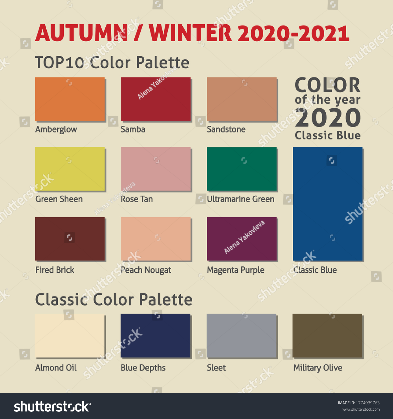 Autumn Winter 20202021 Trendy Color Palette Stock Vector (Royalty Free ...