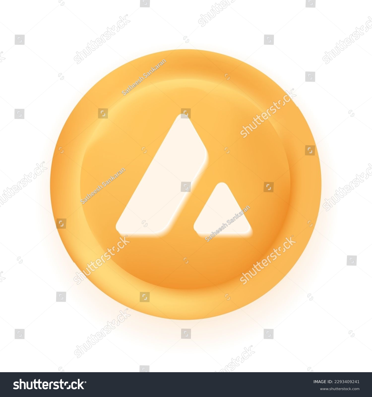 SVG of Avalanche (AVAX) crypto currency 3D coin vector illustration isolated on white background. Can be used as virtual money icon, logo, emblem, sticker and badge designs. svg