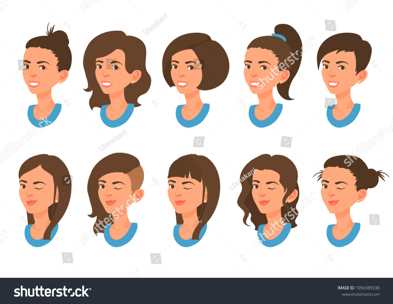 Avatar Collection Set Different Girls Haircut Stock Vector Royalty Free