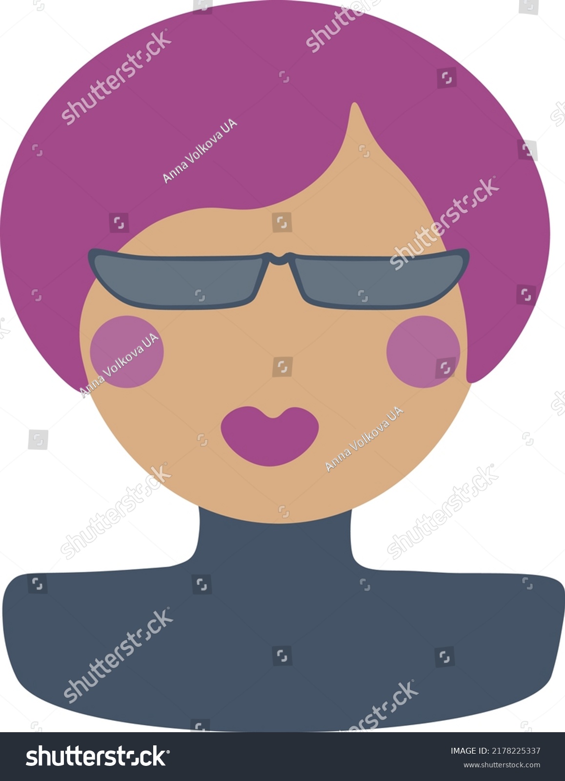 SVG of Avatar girl, stylish girl, girl with glasses, portrait. Girl in the style of the film 