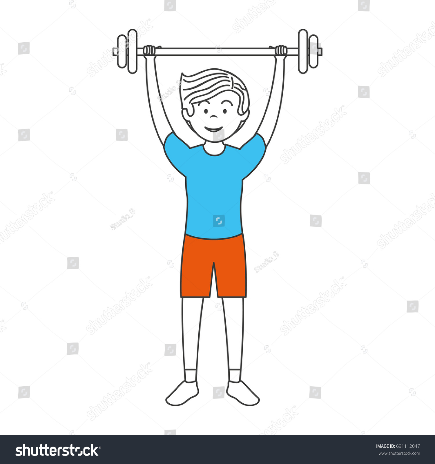 Avatar Man Weight Lifting Stock Vector (Royalty Free) 691112047