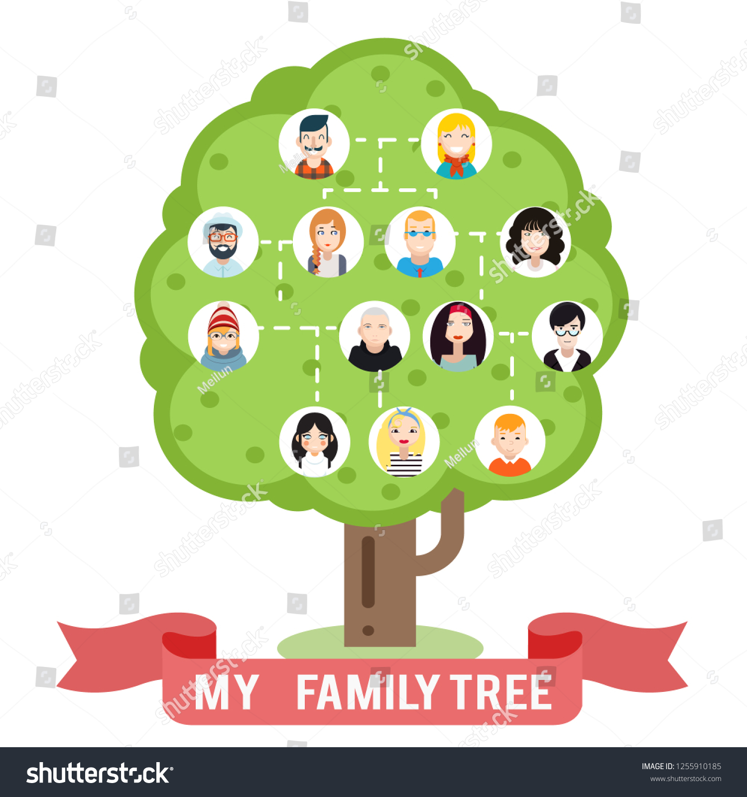 Avatars Family Tree Father Mother Grandmother Stock Vector (Royalty ...