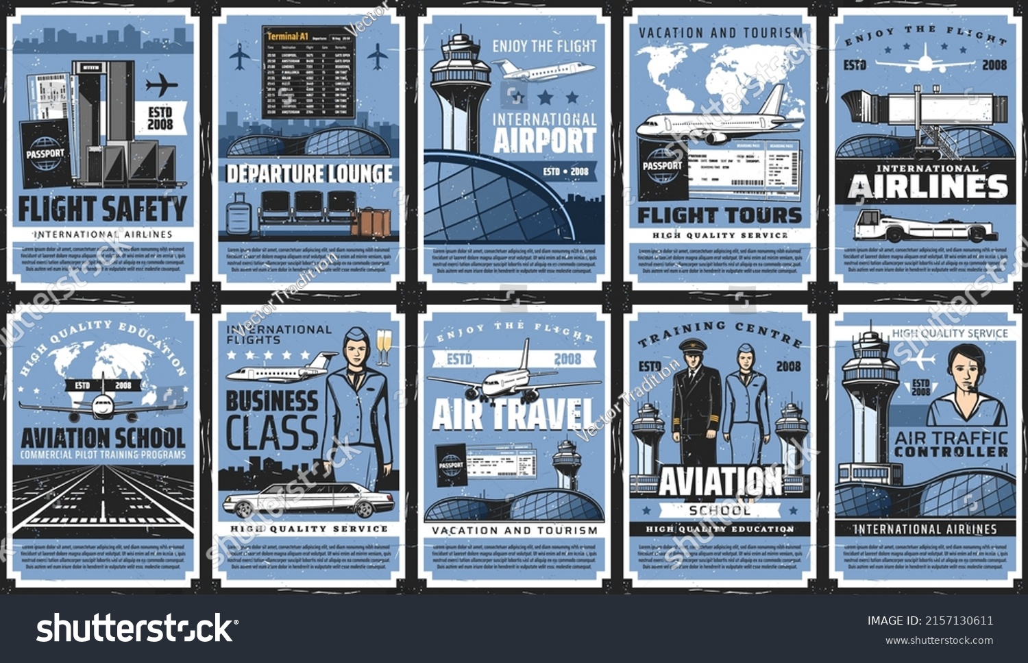 Aviation Air Travel Airport Vector Posters Stock Vector (Royalty Free