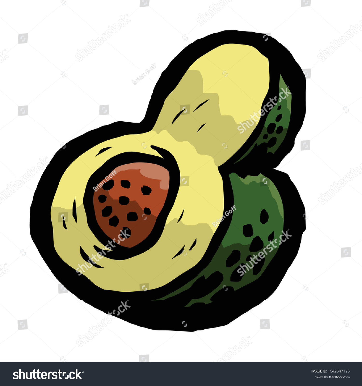 Avocado Cut Half Exposed Seed Cartoon Stock Vector Royalty Free