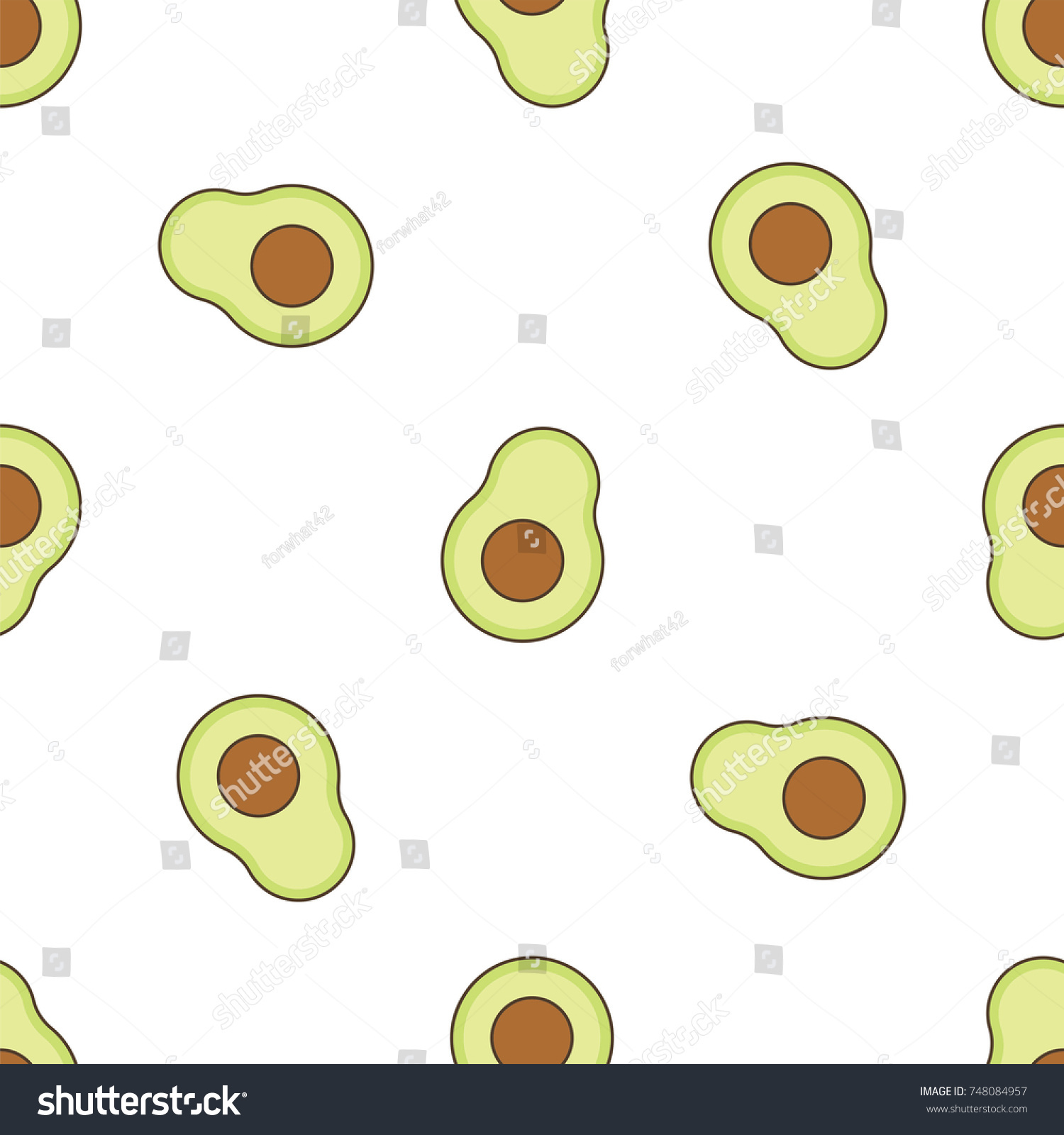 Avocado On White Background Flat Cartoon Stock Vector (Royalty Free ...