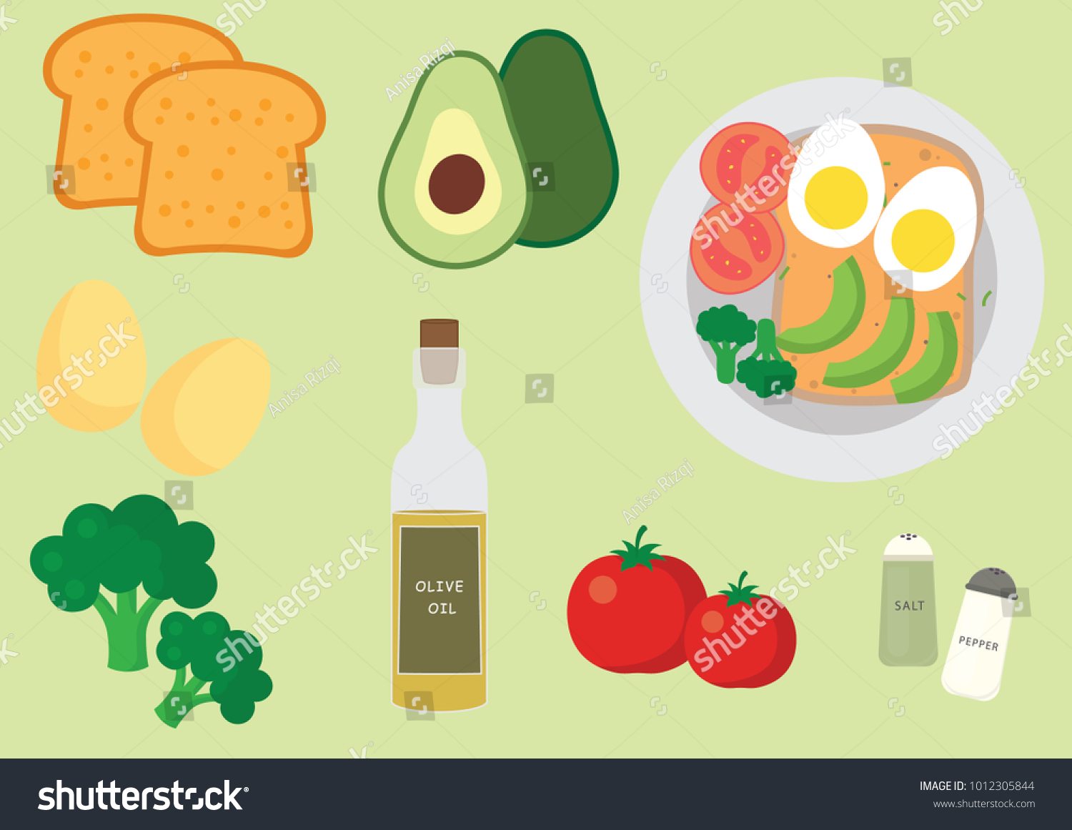 SVG of Avocado Toast with Poached Egg Recipe Vector svg