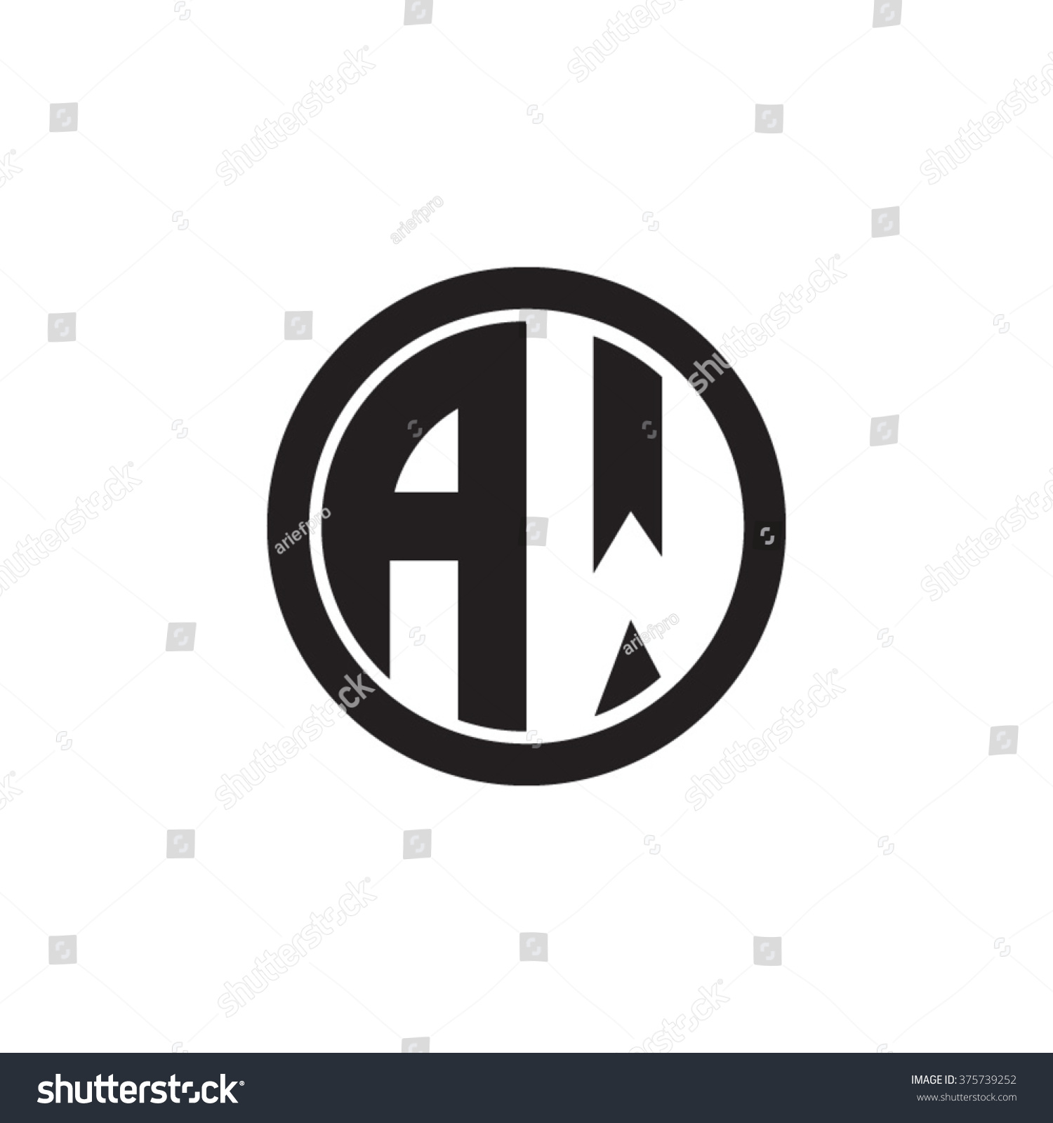 Aw Initial Letters Circle Monogram Logo Stock Vector 375739252 Shutterstock 