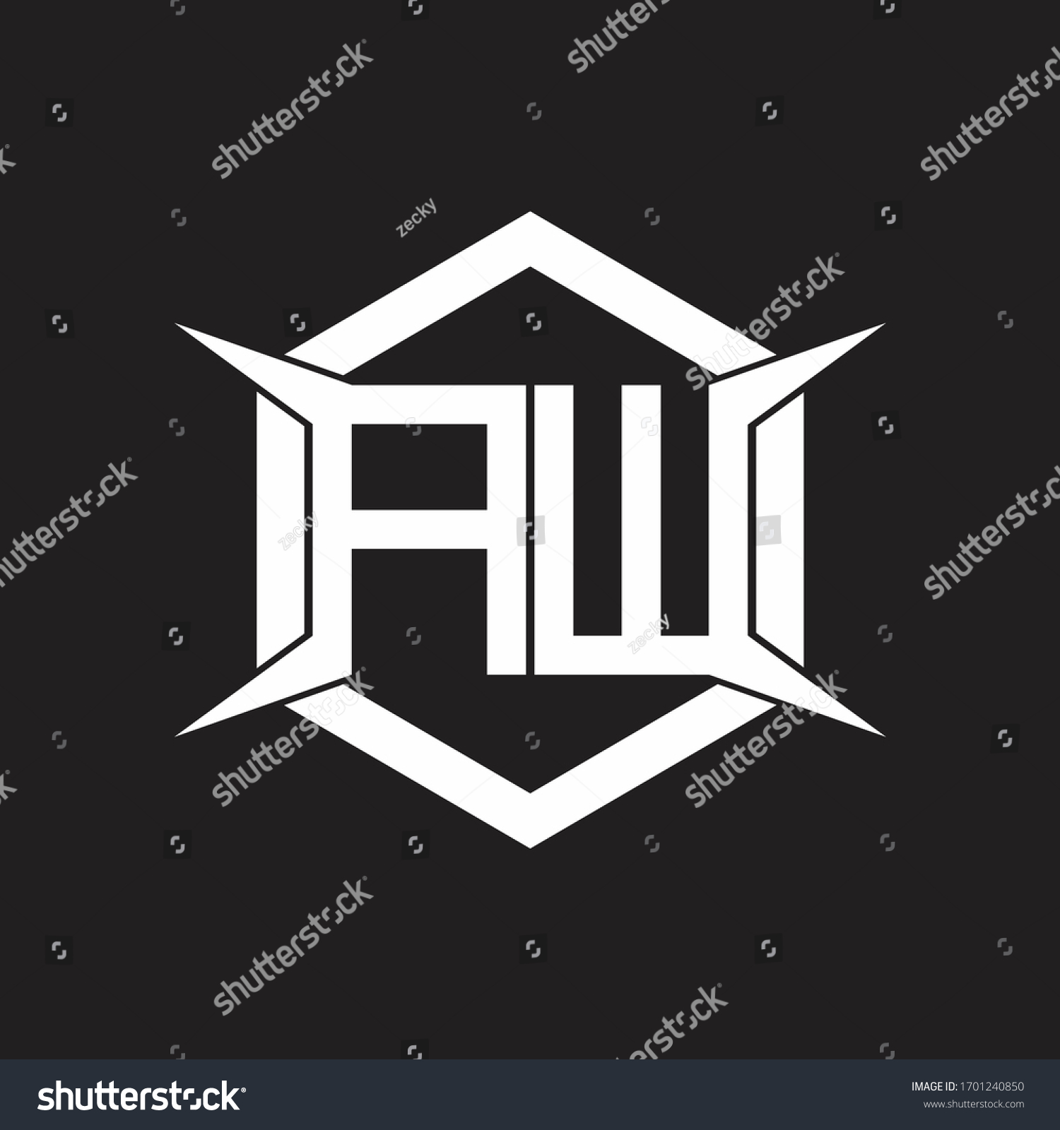 Aw Logo Monogram Hexagon Four Taper Stock Vector (Royalty Free ...