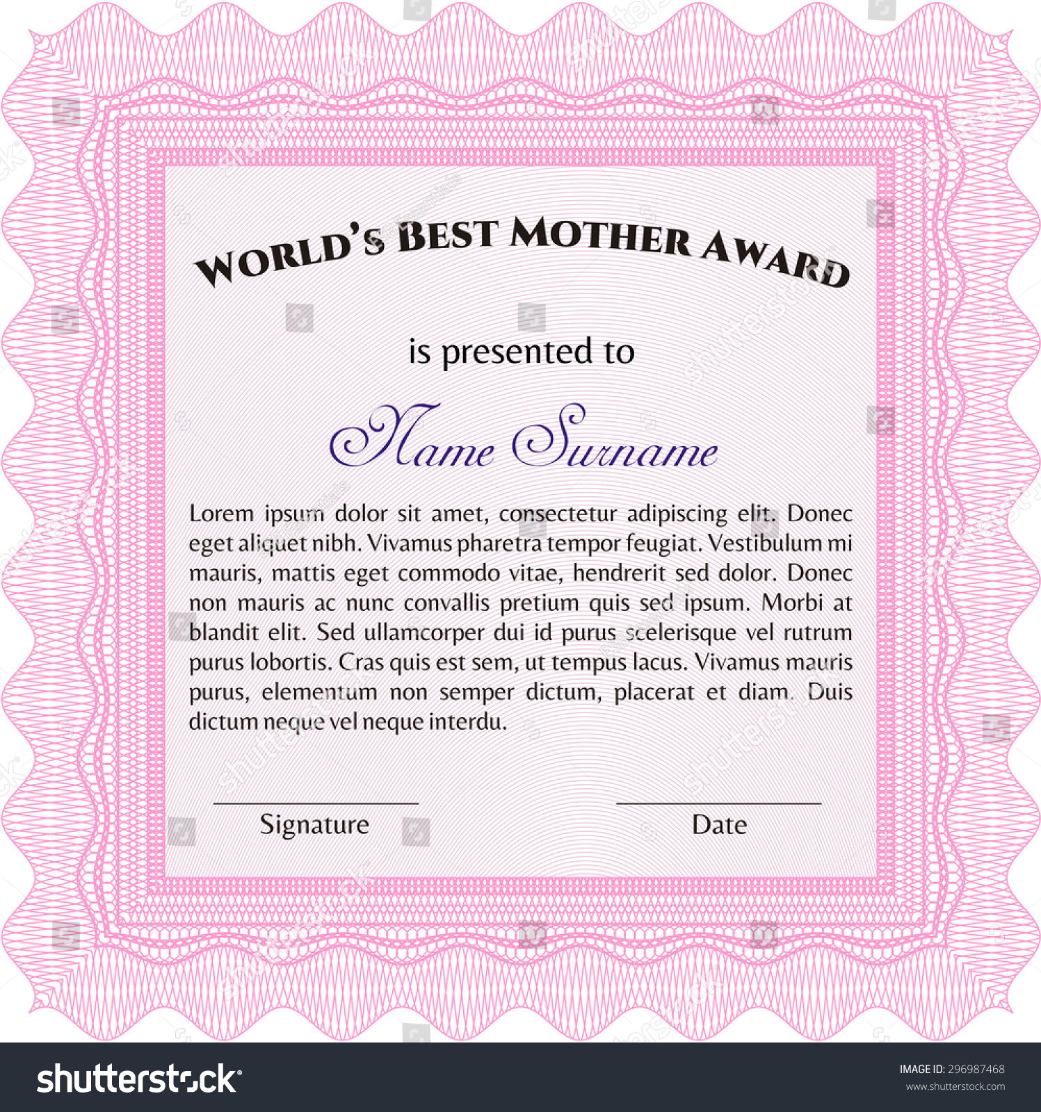 Award Best Mom World Lovely Design Stock Vector 296987468 - Shutterstock