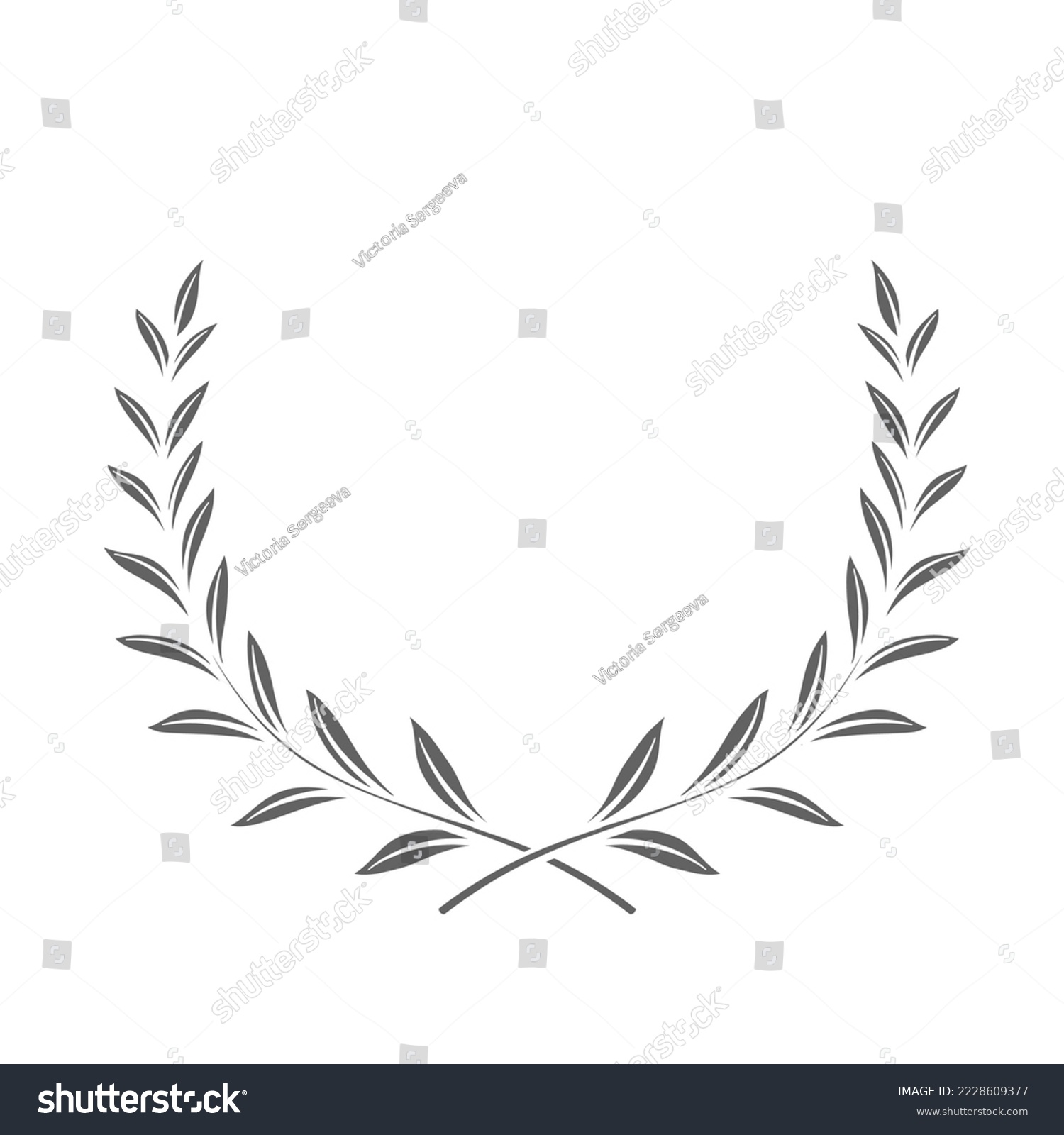 SVG of Award branches of bay leaves glyph icon vector illustration. Silhouette of Greek or Roman laurel wreath for honor winners prize, leaf frame for graduation certificate or sport victory medal award svg