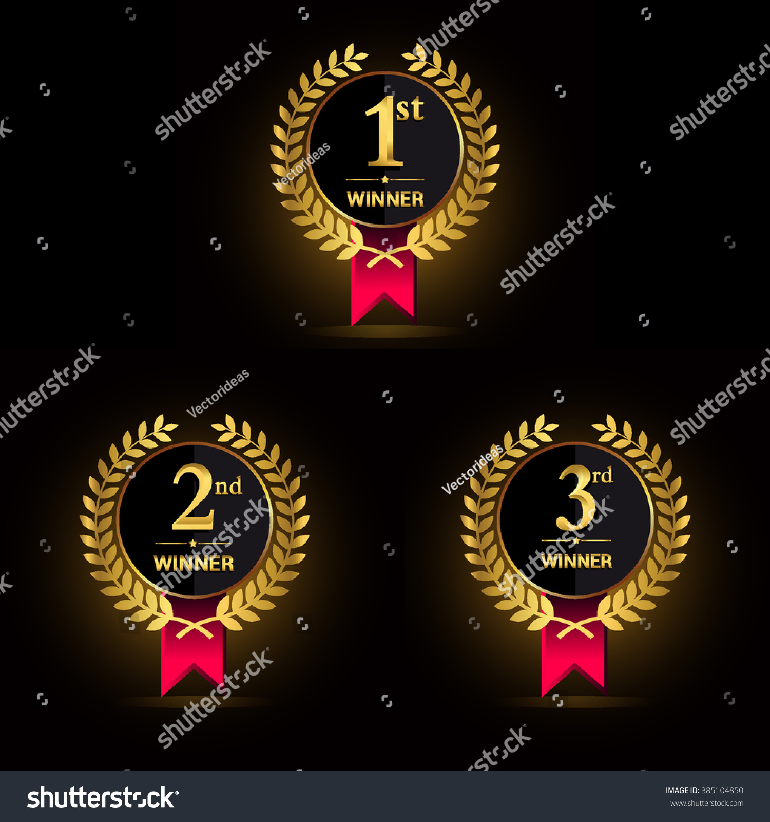 Award Golden Label First Second Third Stock Vector (Royalty Free) 385104850