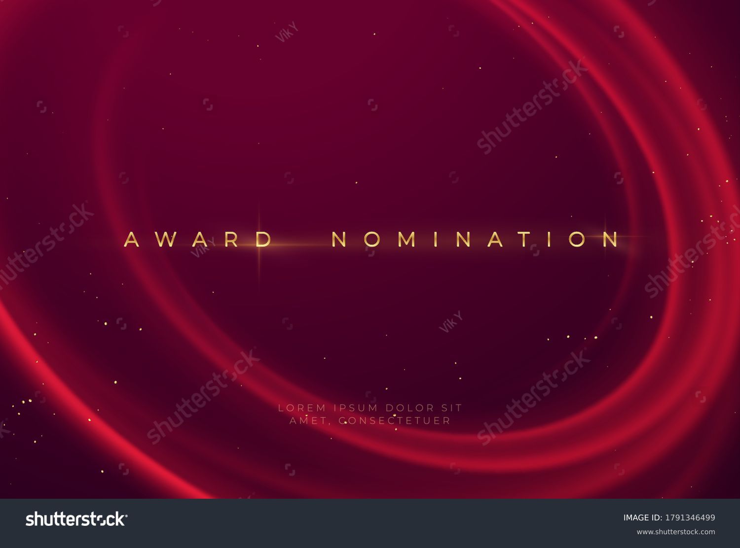 SVG of Award nomination ceremony with luxurious red wavy background with gold glitter and sparkle. Vector illustration EPS10 svg