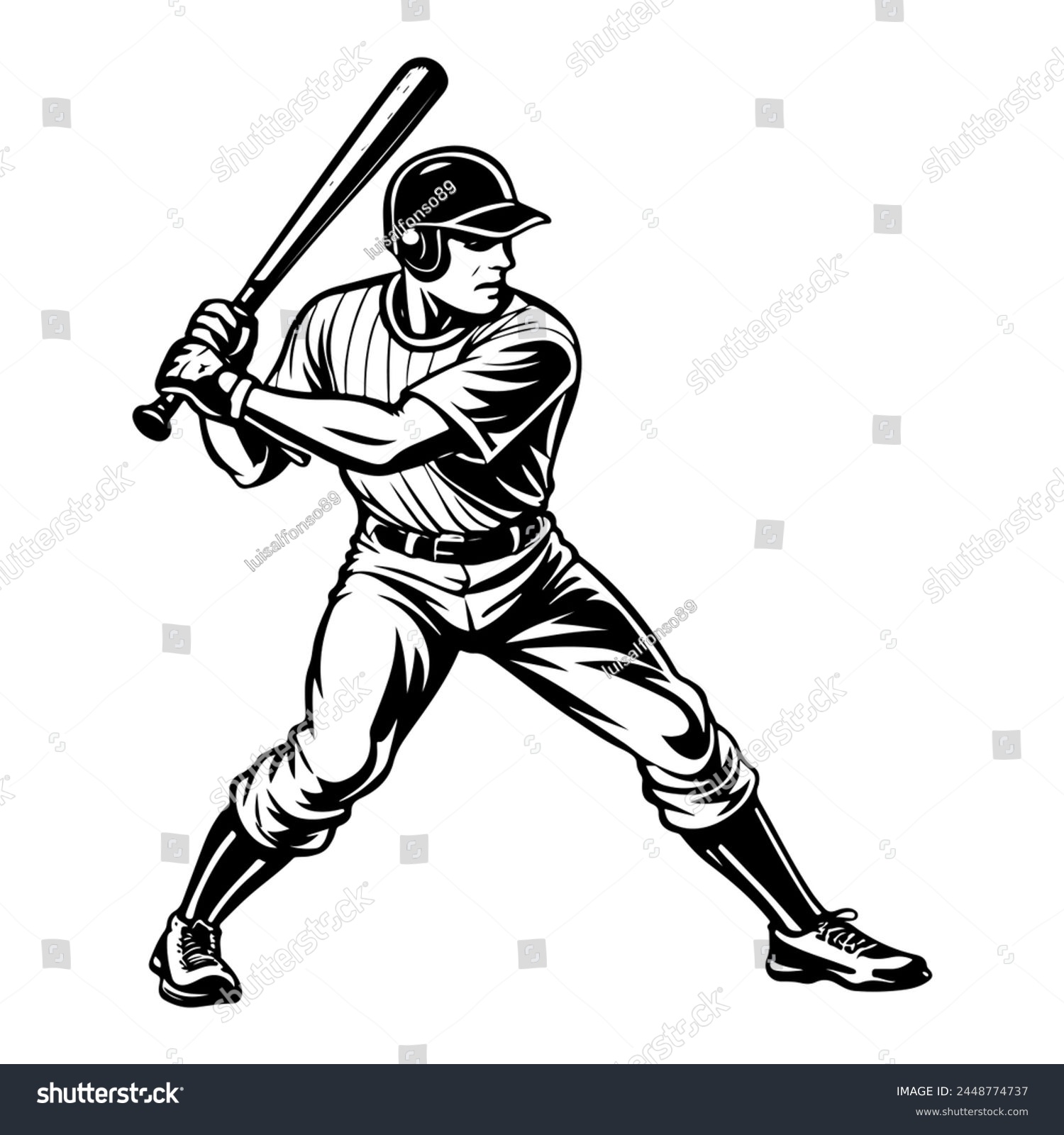 baseball player black and white action pose clip art preview