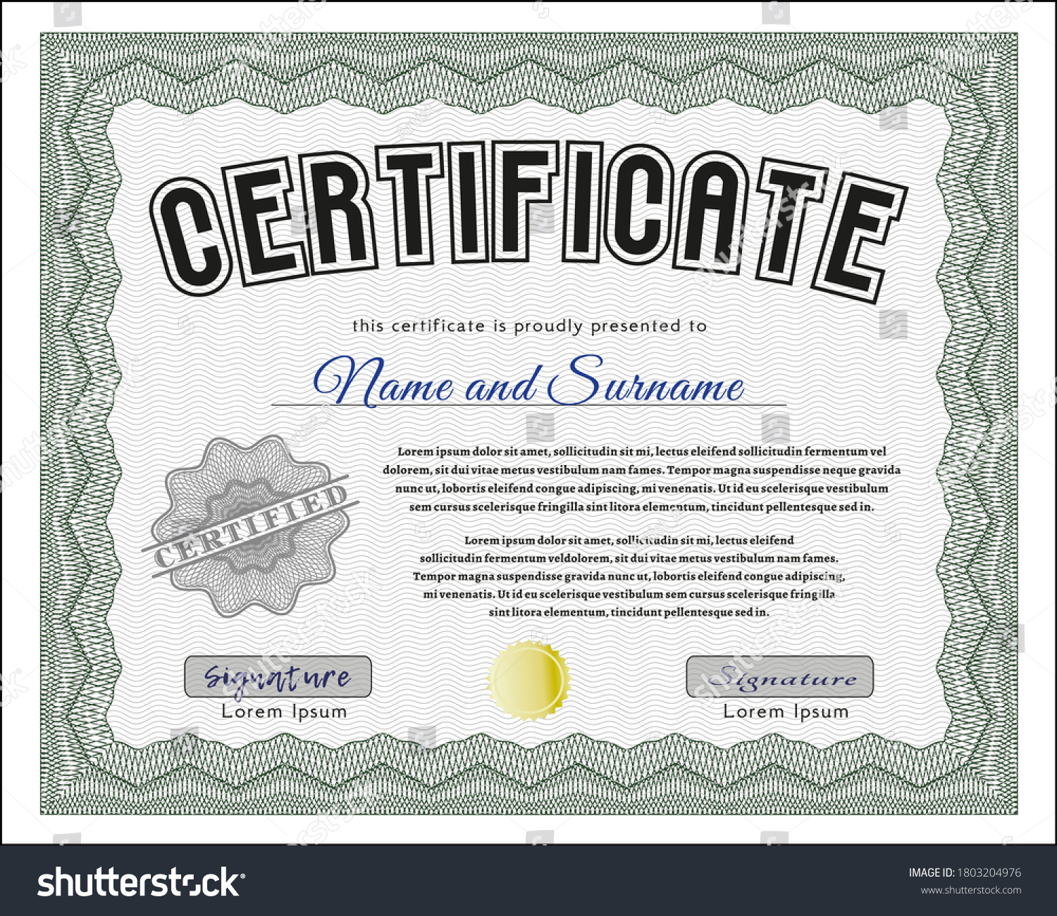 Awesome Certificate Template Money Style Design Stock Vector (Royalty ...