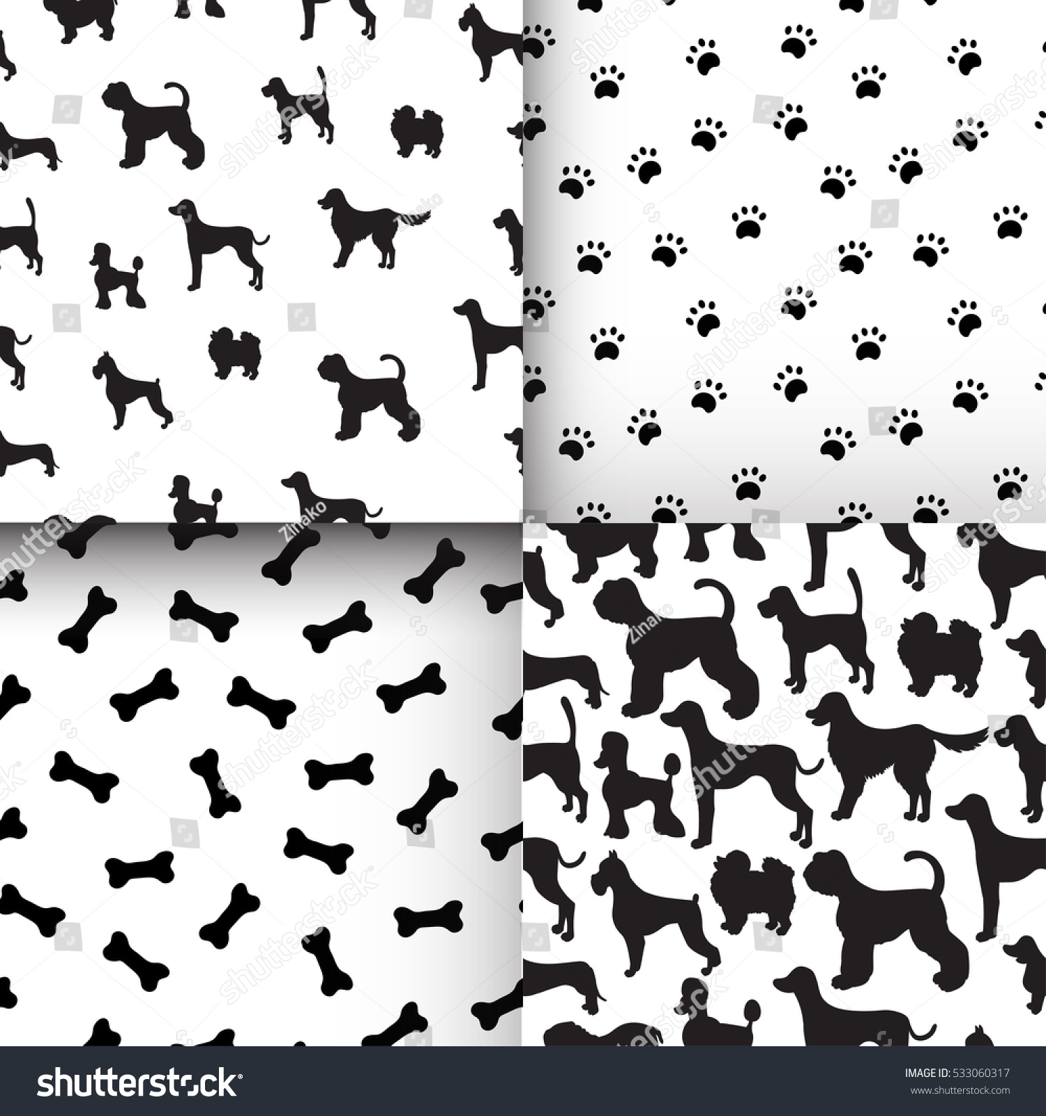 awesome set seamless pattern dog silhouettes stock vector awesome set seamless pattern dog silhouettes stock vector