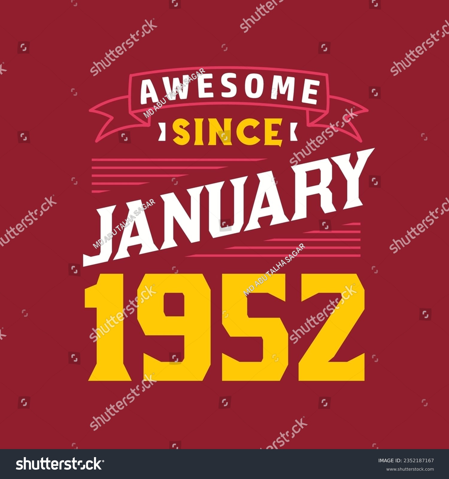 SVG of Awesome Since January 1952. Born in January 1952 Retro Vintage Birthday svg