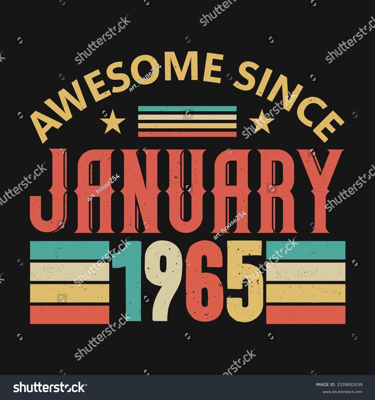 SVG of Awesome Since January 1965. Born in January 1965 vintage birthday quote design svg
