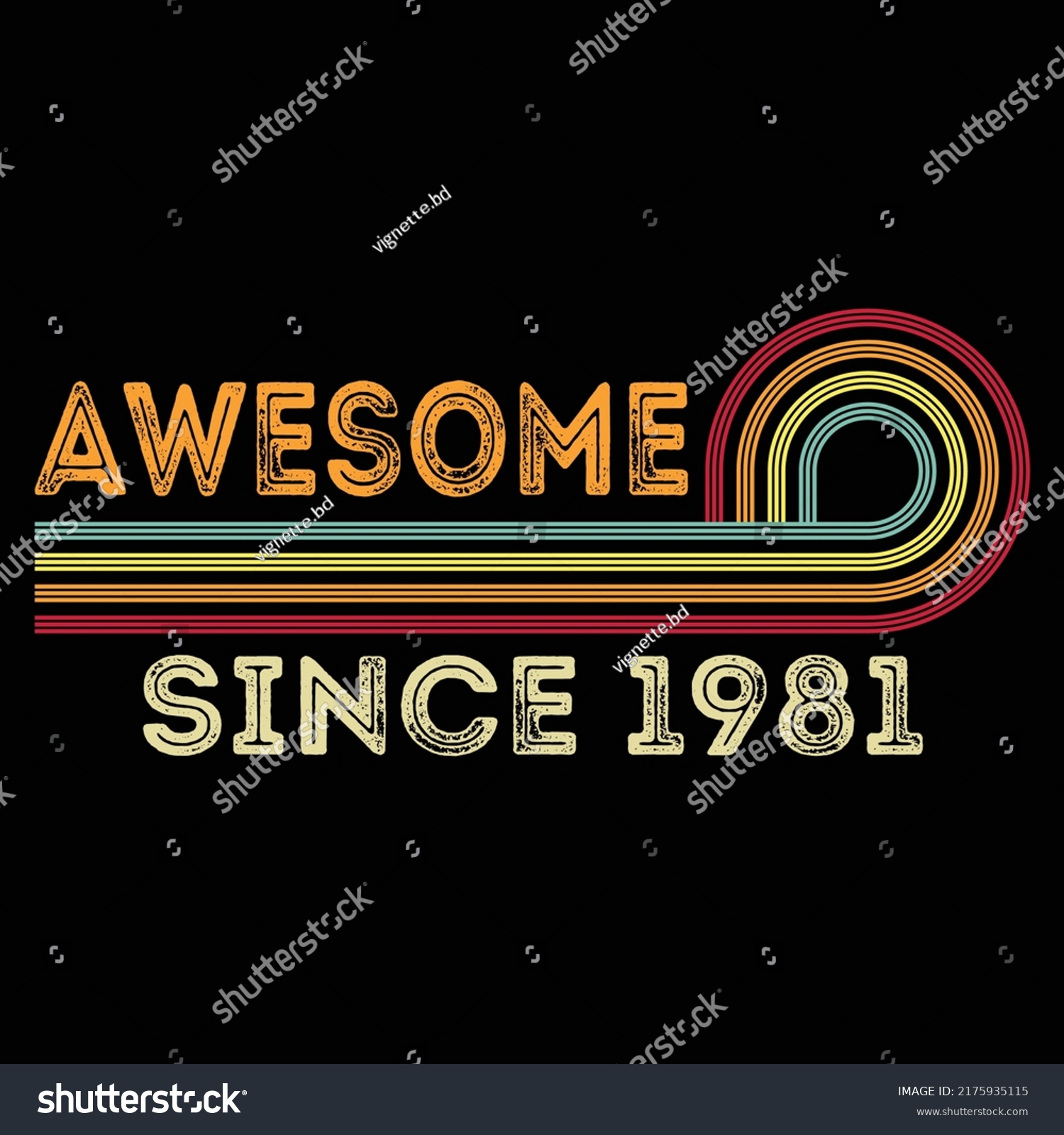 SVG of Awesome since 1981 40th Birthday Vintage sea wave vector Retro old vintage  svg