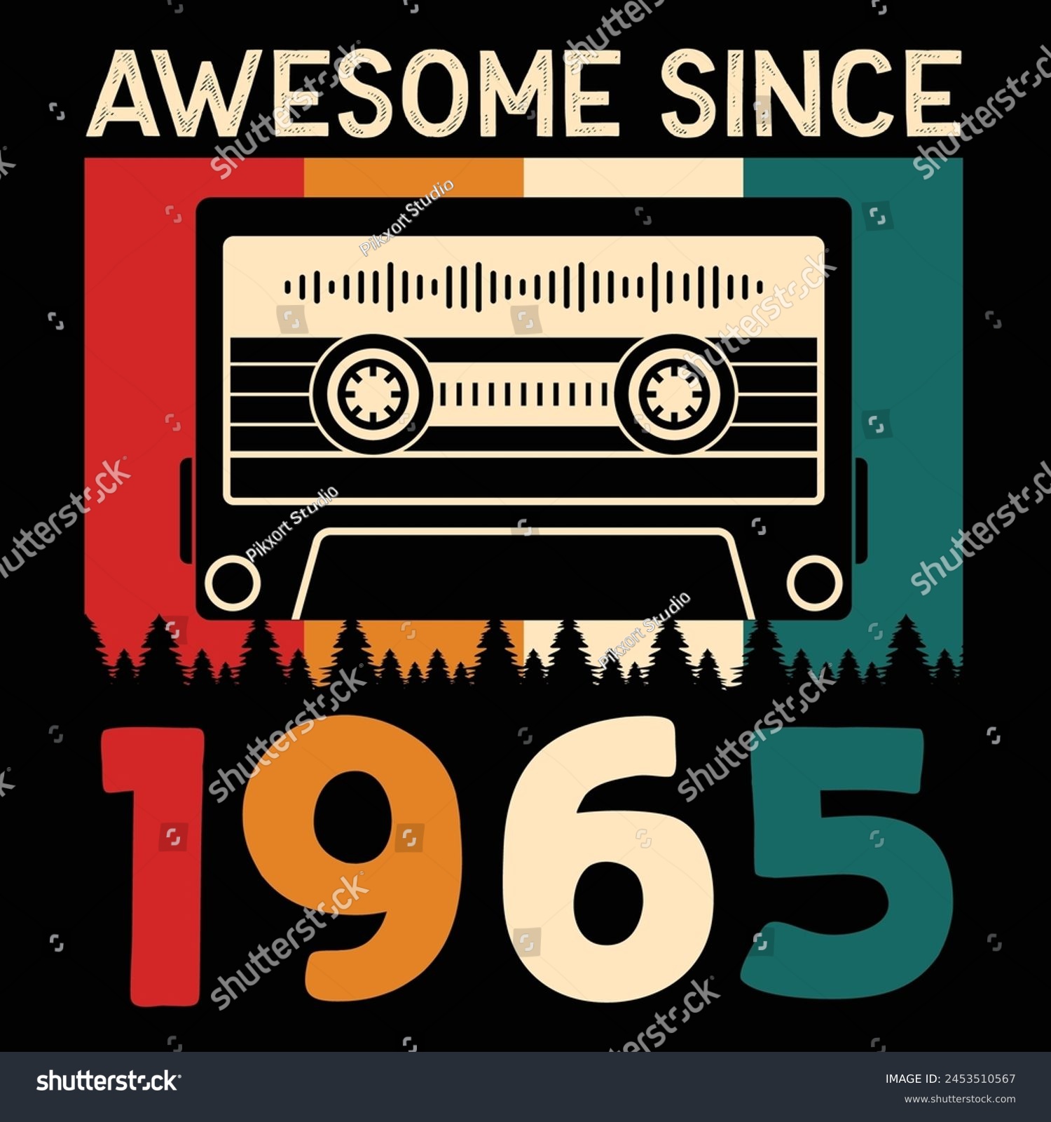 SVG of Awesome Since 1965, Vintage Birthday Design For Sublimation Products, T-shirts, Pillows, Cards, Mugs, Bags, Framed Artwork, Scrapbooking	 svg