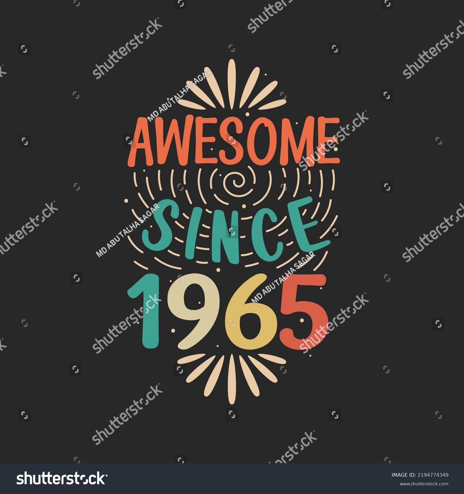 SVG of Awesome since 1965. 1965 Vintage Retro Birthday svg