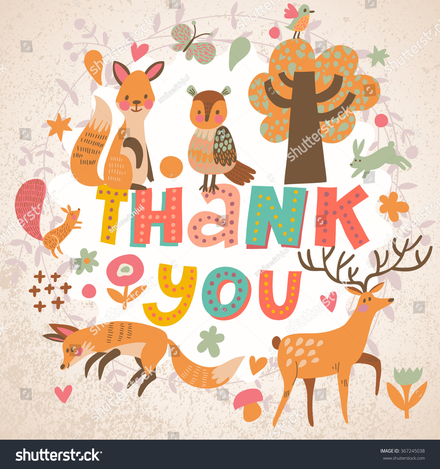 Awesome Thank You Card Bright Colors Stock Vector 367245038 - Shutterstock