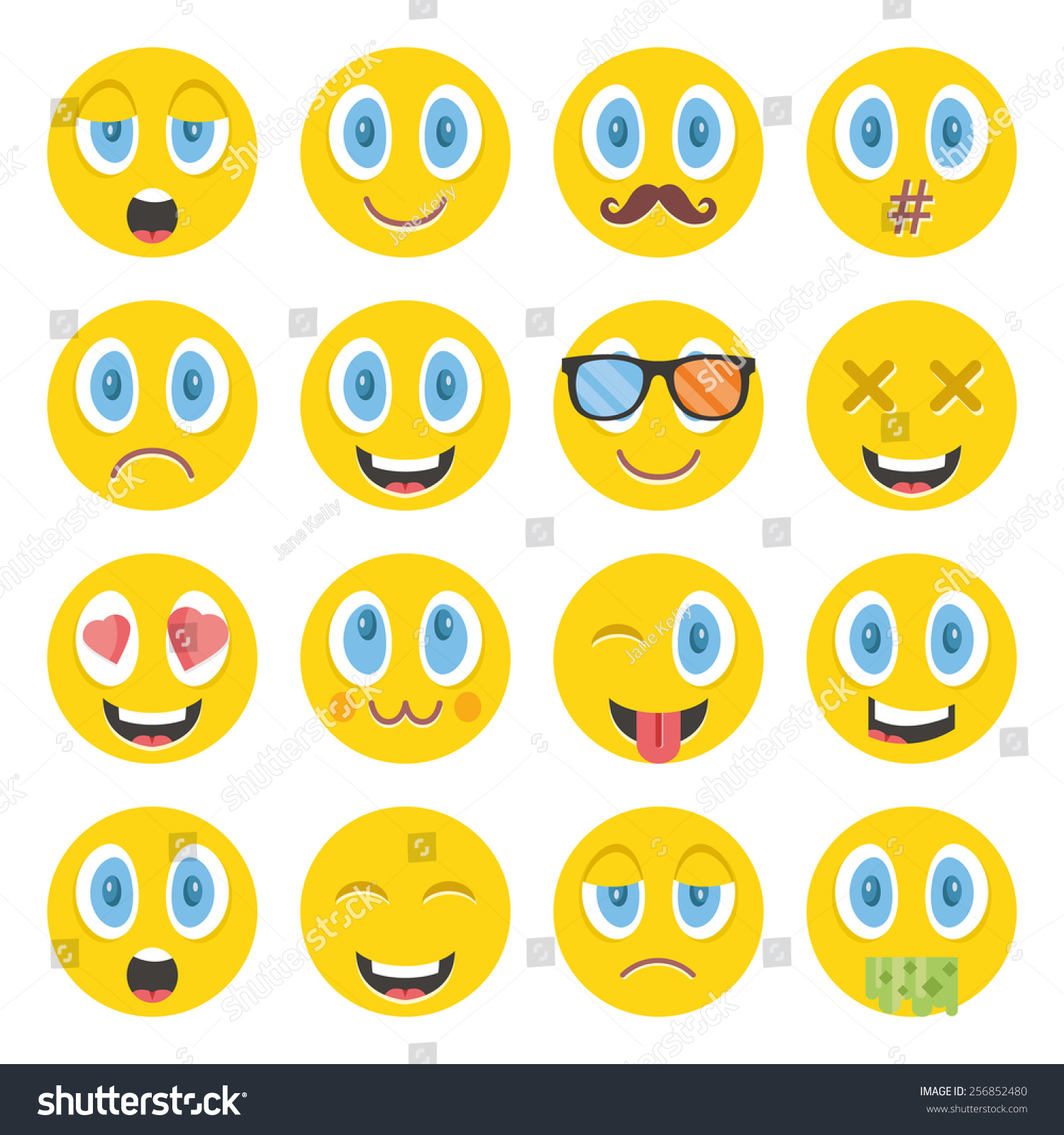 Awesome Vector Emoticons Set. Creative Graphic Design Illustrations ...