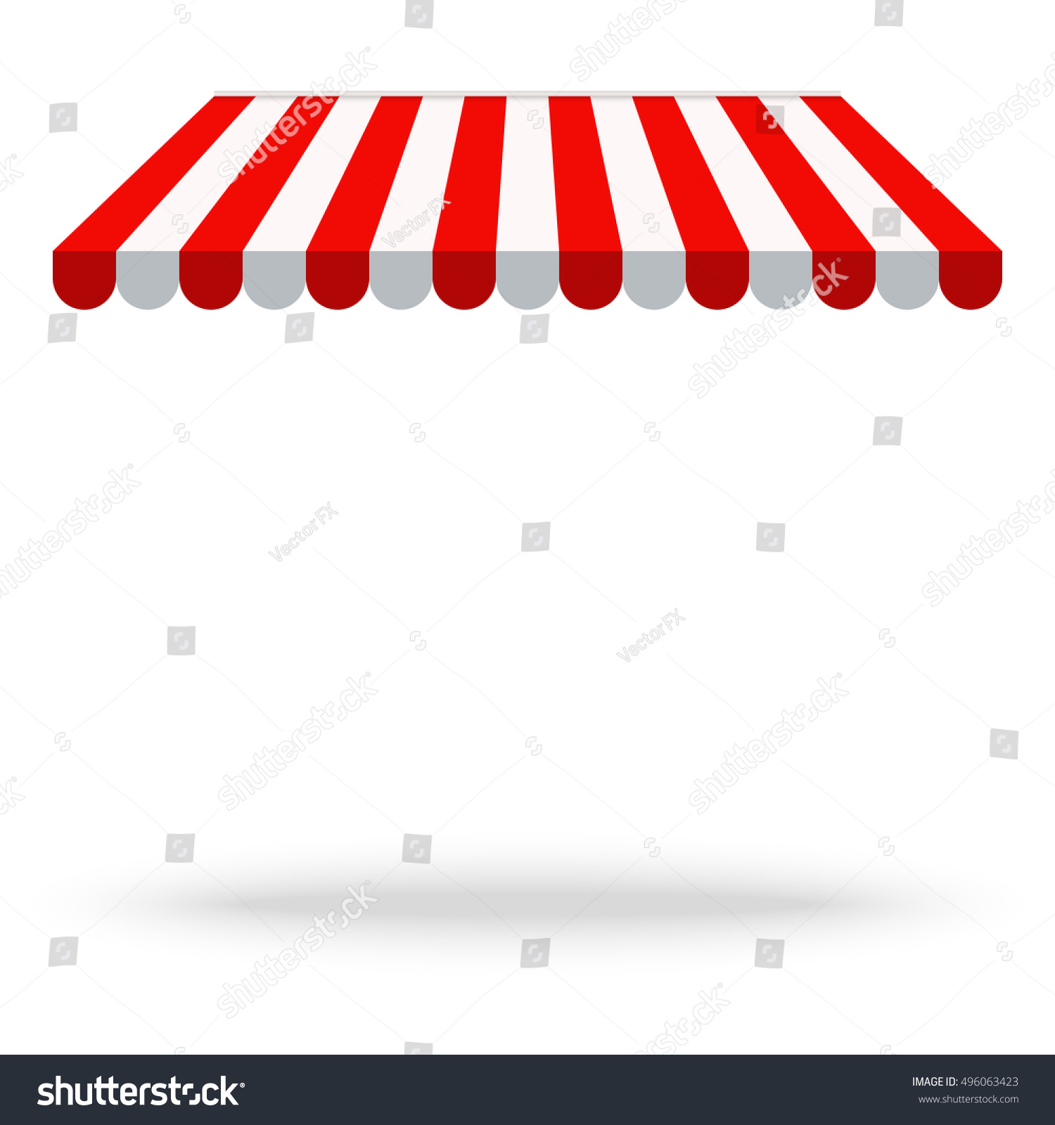 SVG of Awning canopy for shops, cafes and street restaurants.  Striped red and white sunshade. Vector illustration. Outside canopy from the sun.  svg