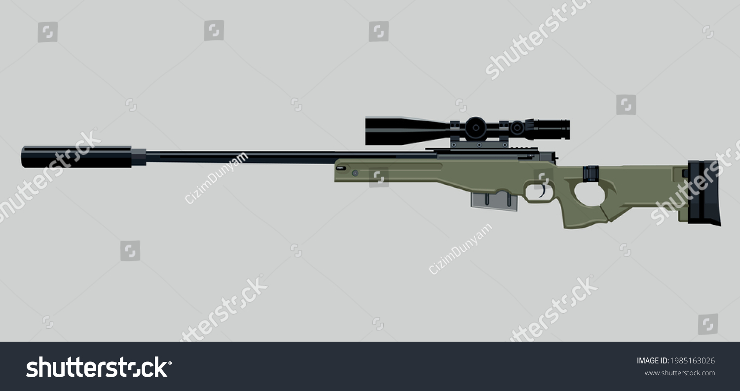 Awp Awm Sniper Wapon Vector Drawing Stock Vector Royalty Free