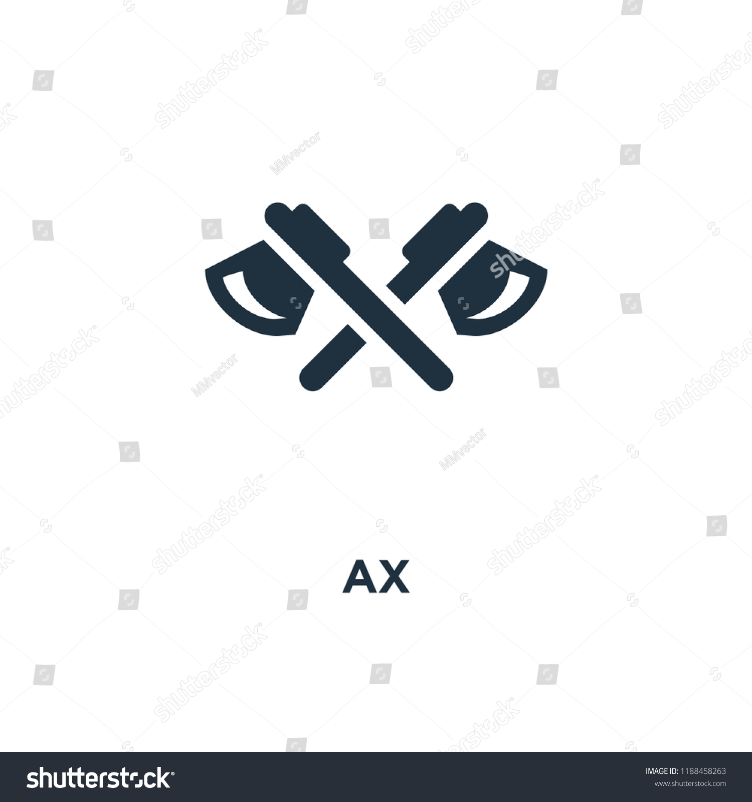 SVG of Ax icon. Black filled vector illustration. Ax symbol on white background. Can be used in web and mobile. svg