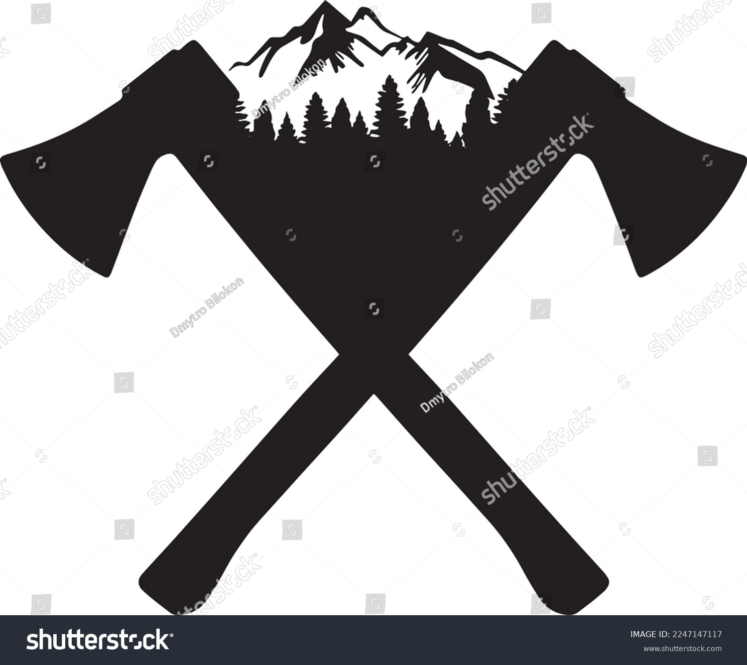 SVG of Ax mountains and forest, SVG Vector	 svg