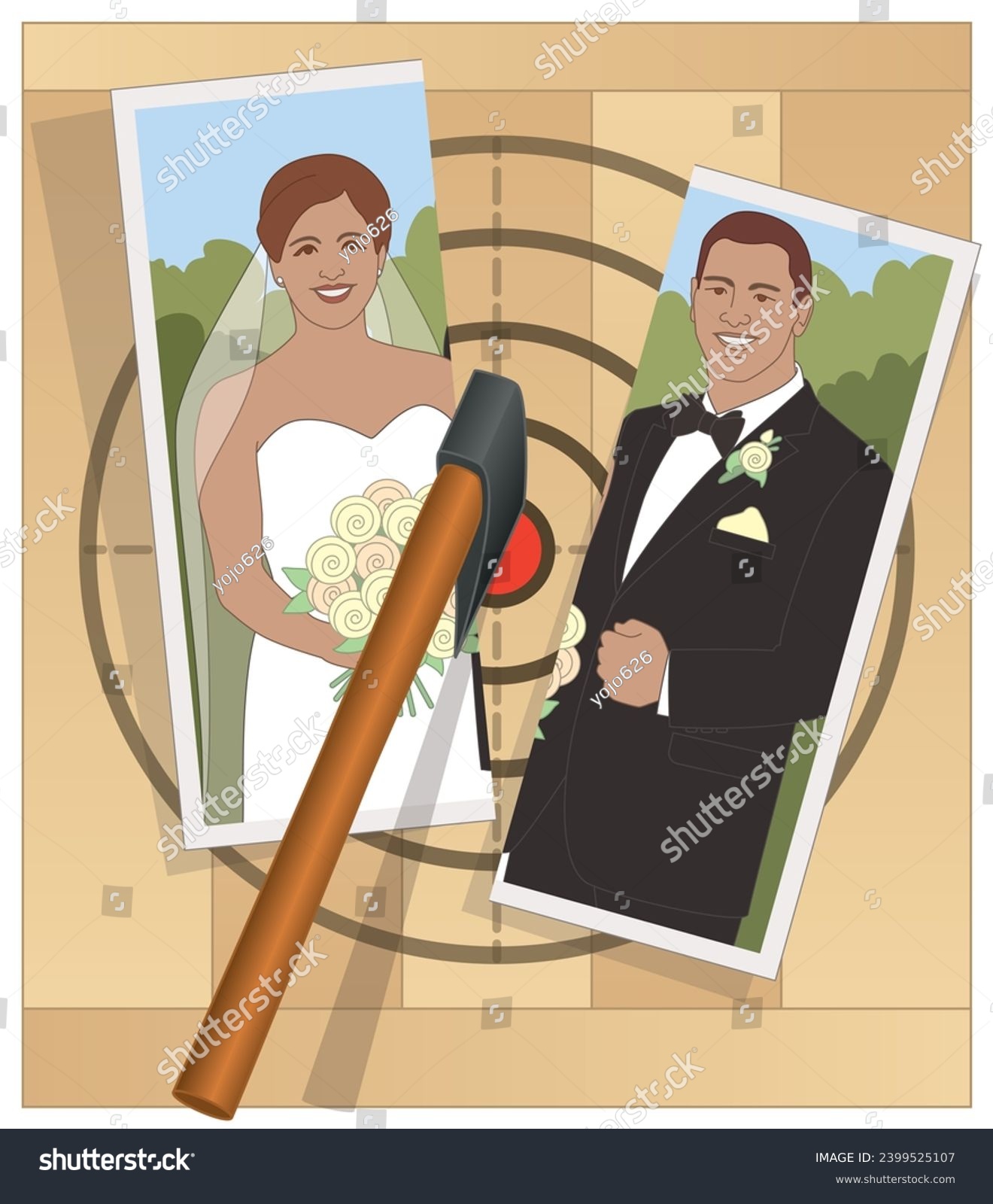 SVG of axe throwing, axe cutting in half photo of bride and groom on target svg