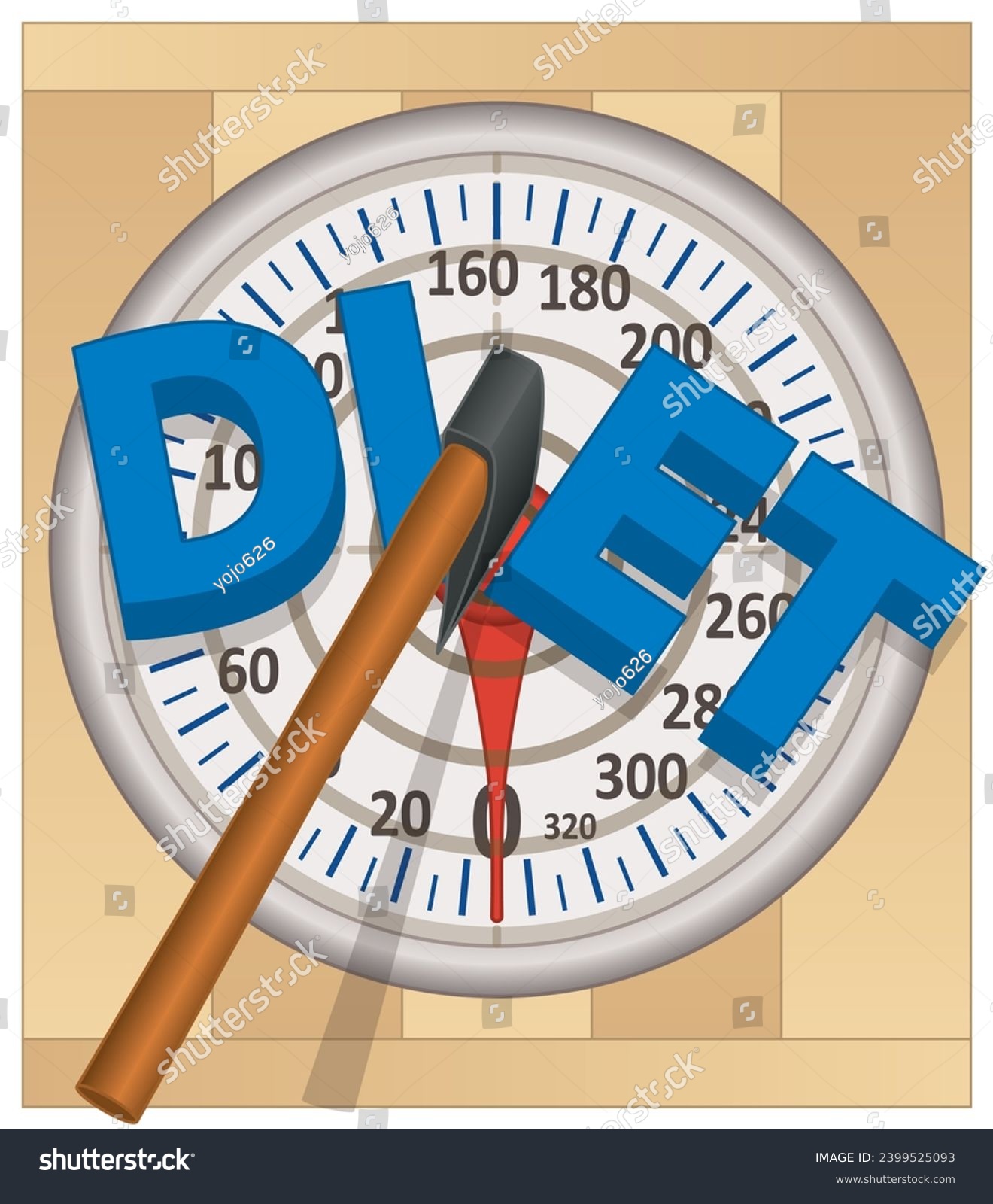 SVG of axe throwing, axe cutting in half the word diet on a weigh scale dial with target svg