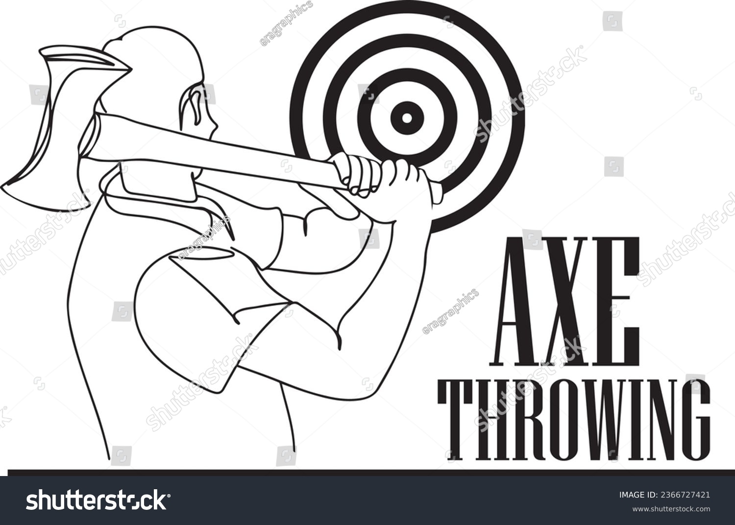 SVG of Axe Throwing in Wood Target - Cartoon Character Illustration, Axe Throwing Sport and Target Box - Cartoon Vector Art, Man Mastering Axe Throwing - Cartoon Character in Action svg