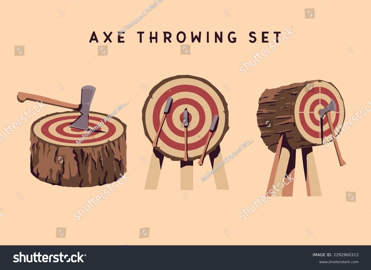 SVG of Axe throwing in wood target set. Perfect for axe club logo design. Vector illustration. svg