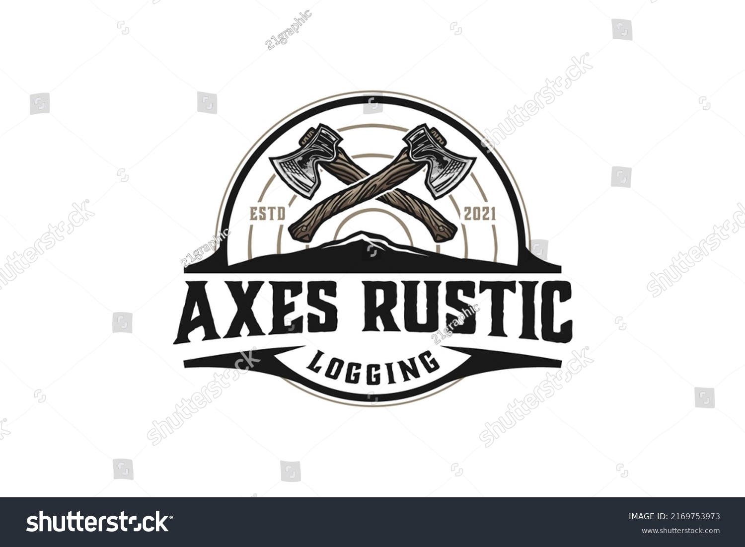 SVG of Axes rustic wood work logging logo axe design carpenter badge emblem style  svg