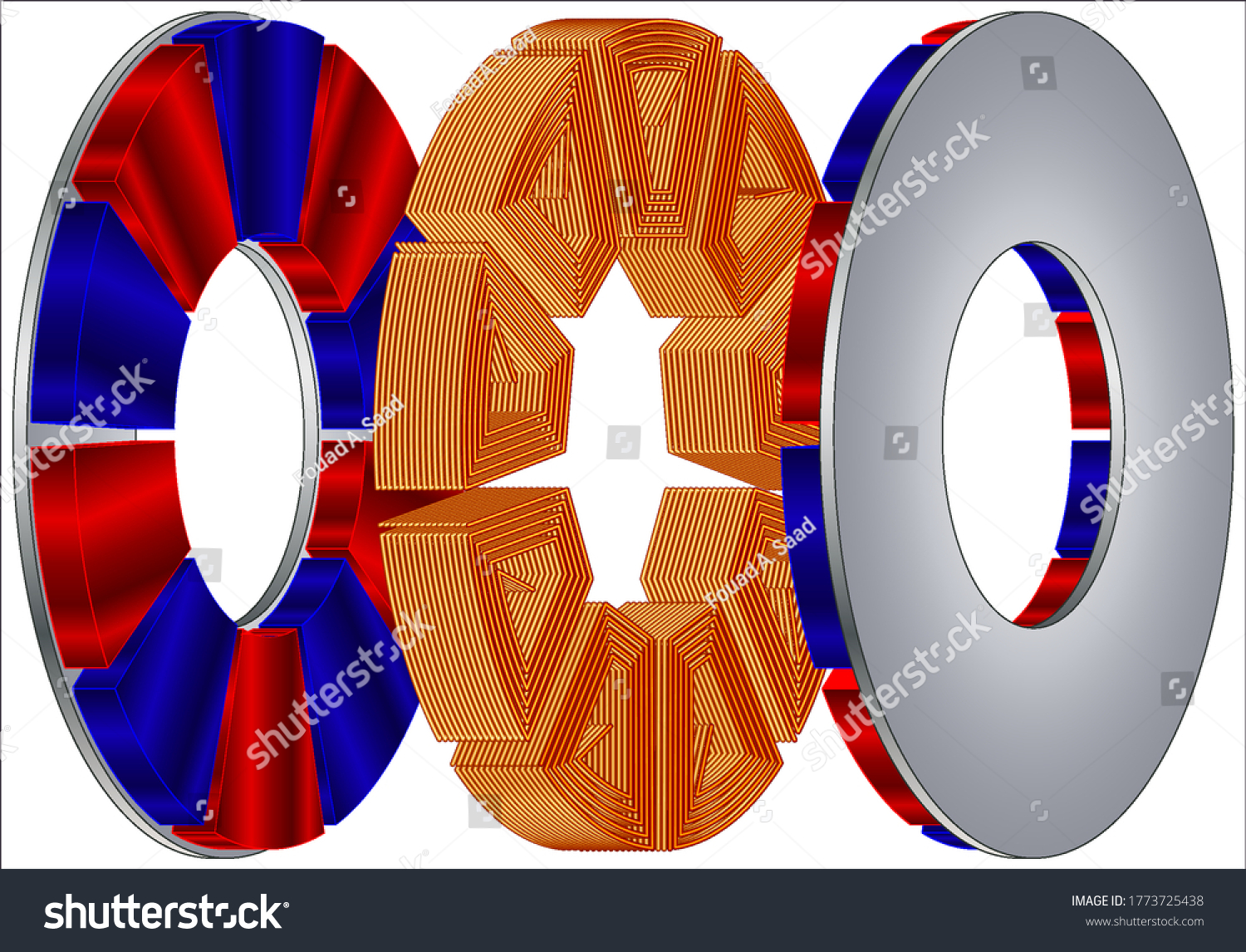 Axial Flux Electric Motor Magnetic Field Stock Vector Royalty Free