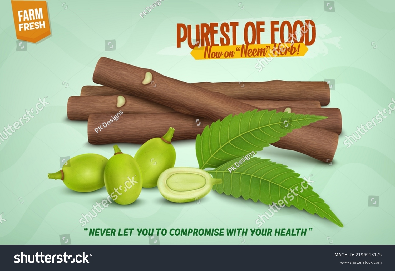 SVG of Ayurvedic Neem Chew Sticks and neem tree fruits with neem leaves vector illustration svg