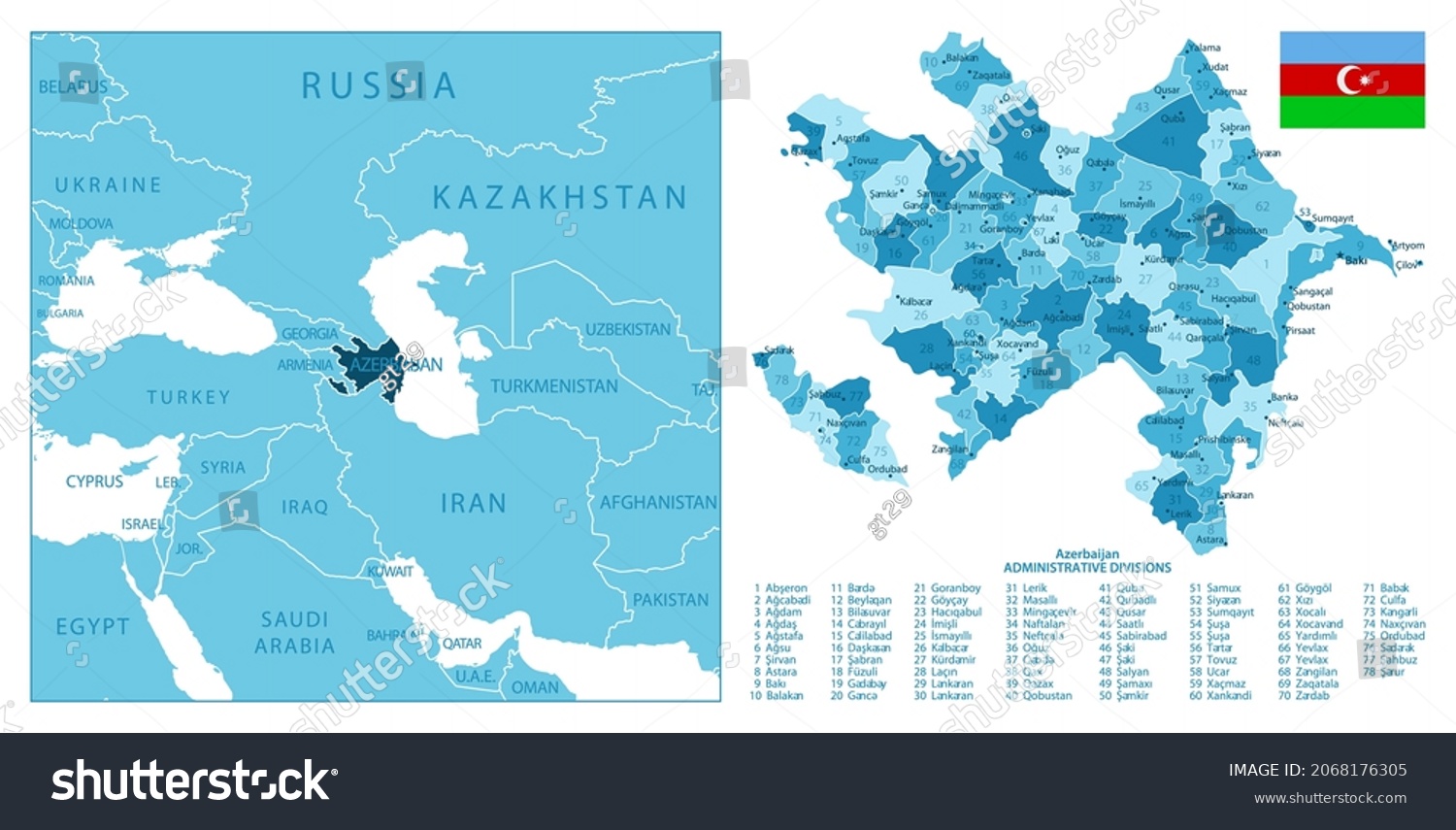 SVG of Azerbaijan - highly detailed blue map. Vector illustration svg