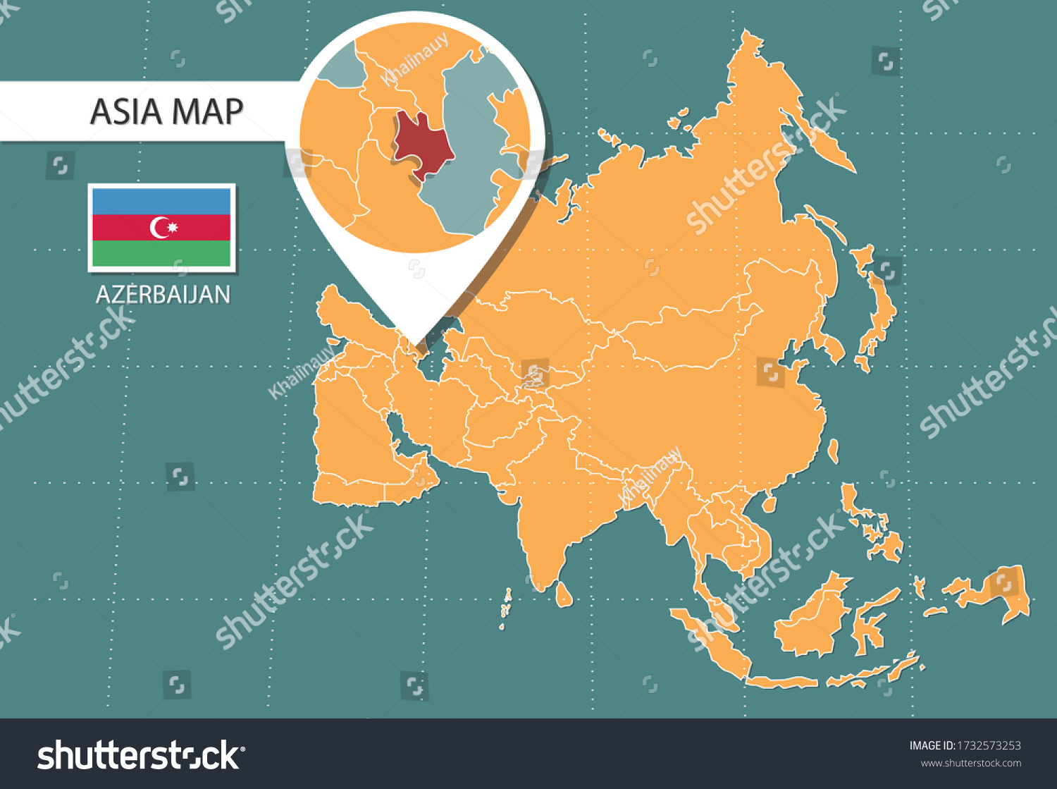 Azerbaijan On Map Of Asia Azerbaijan Map Asia Zoom Version Icons Stock Vector (Royalty Free)  1732573253 | Shutterstock