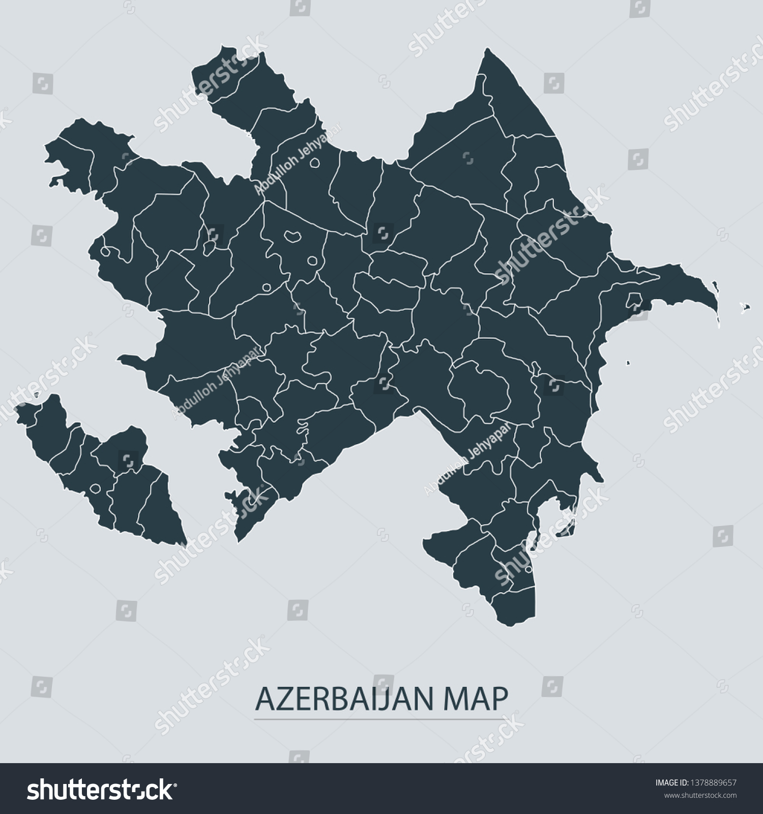 SVG of Azerbaijan map on gray background vector, Azerbaijan Map Outline Shape Gray on White Vector Illustration, Map with name. High detailed Gray illustration map Azerbaijan. svg