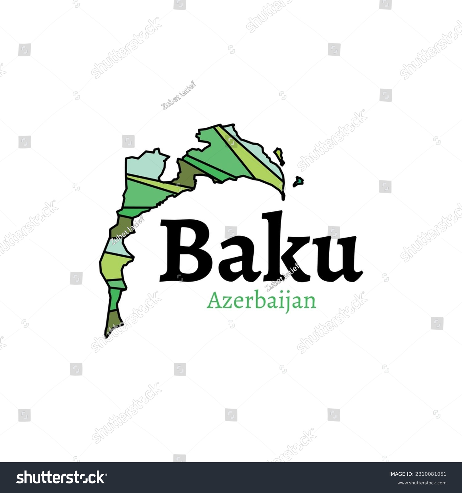 SVG of Azerbaijan Map. State and district map of Azerbaijan. Detailed map of Baku city administrative area. Royalty free vector illustration. Cityscape svg