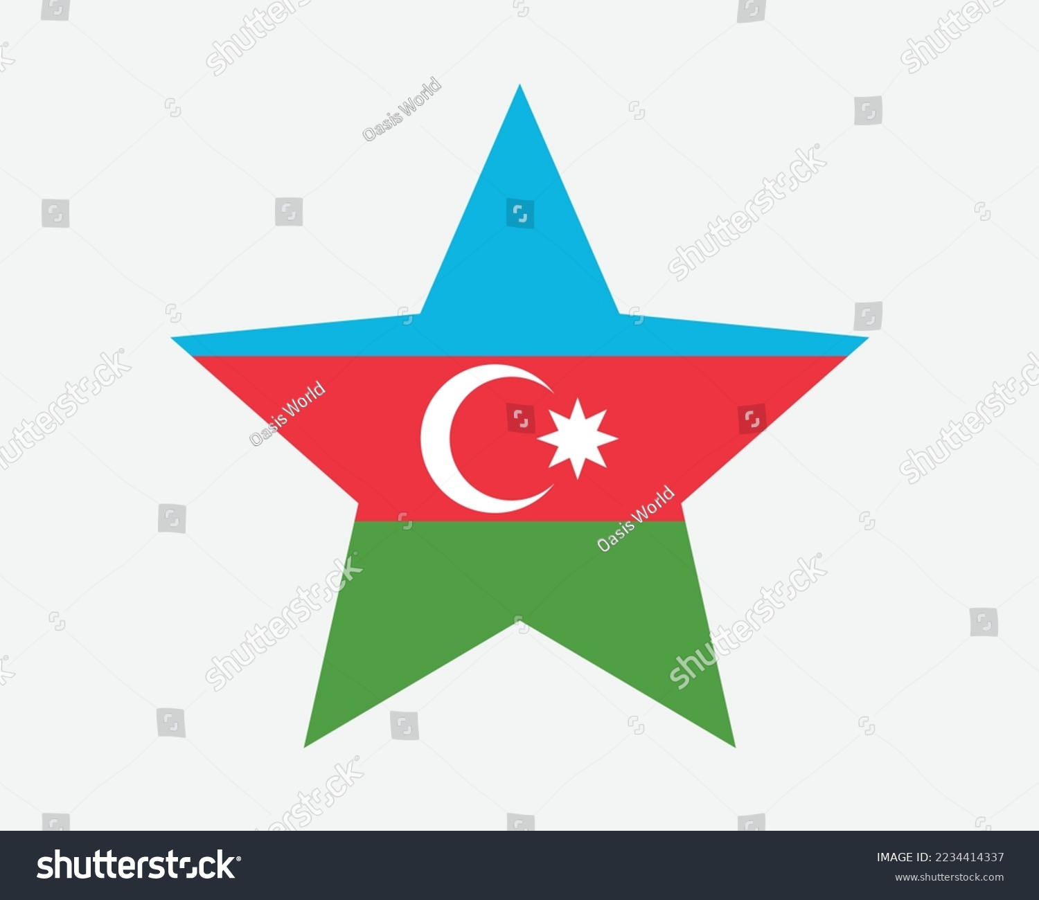 SVG of Azerbaijan Star Flag. Azerbaijani Star Shape Flag. Azeri Country National Banner Icon Symbol Vector 2D Flat Artwork Graphic Illustration svg