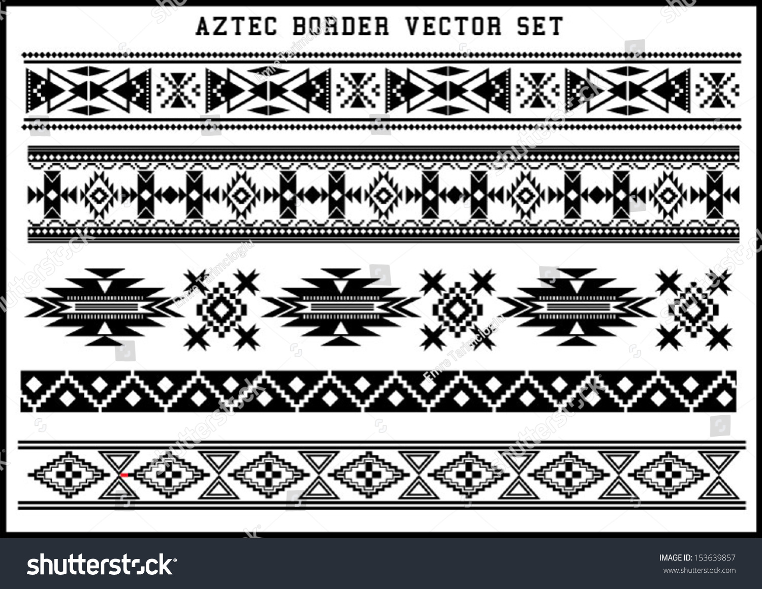 Aztec Borders Vector Set Black And White - 153639857 : Shutterstock